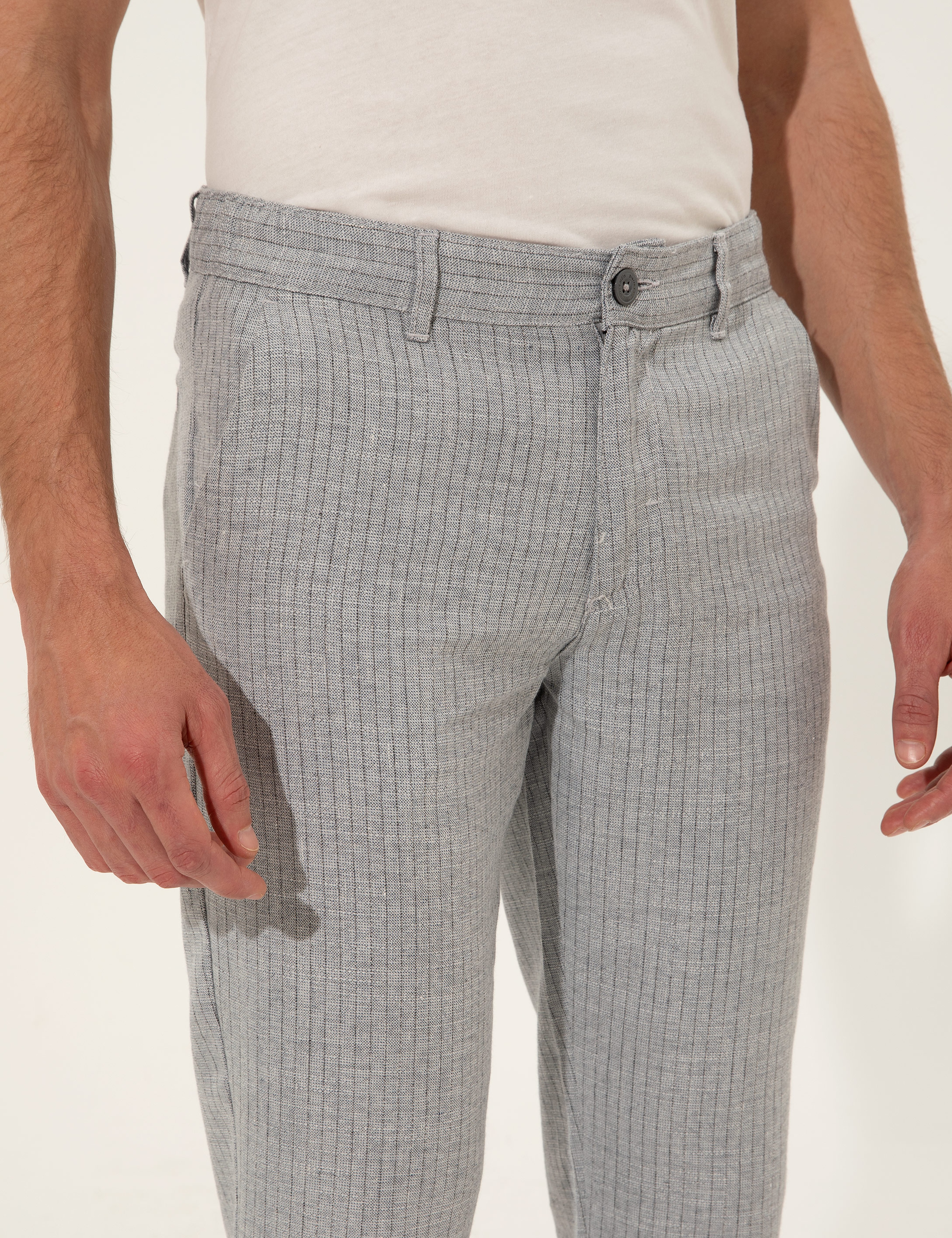 Açık Mavi Slim Fit Kanvas Pantolon