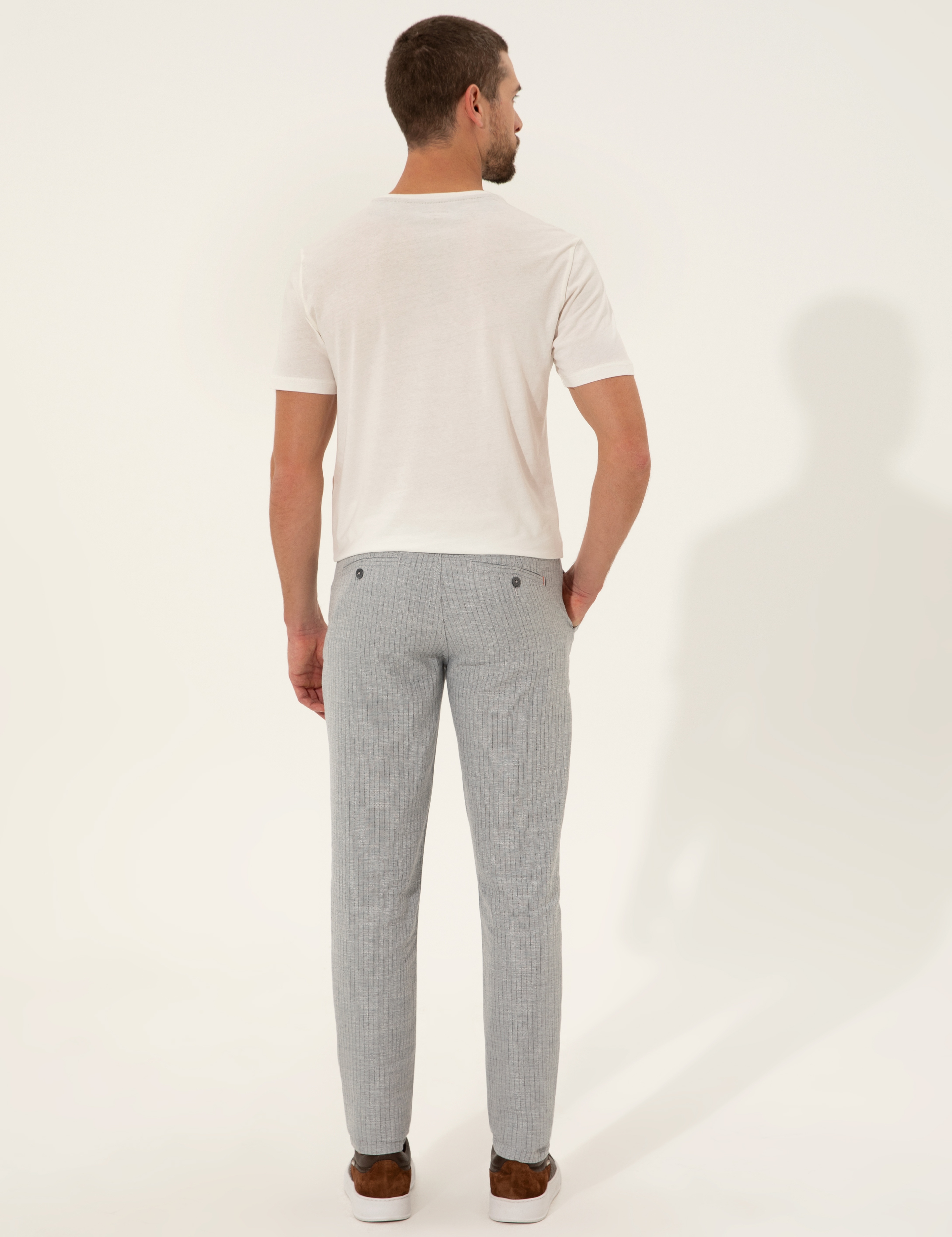 Açık Mavi Slim Fit Kanvas Pantolon