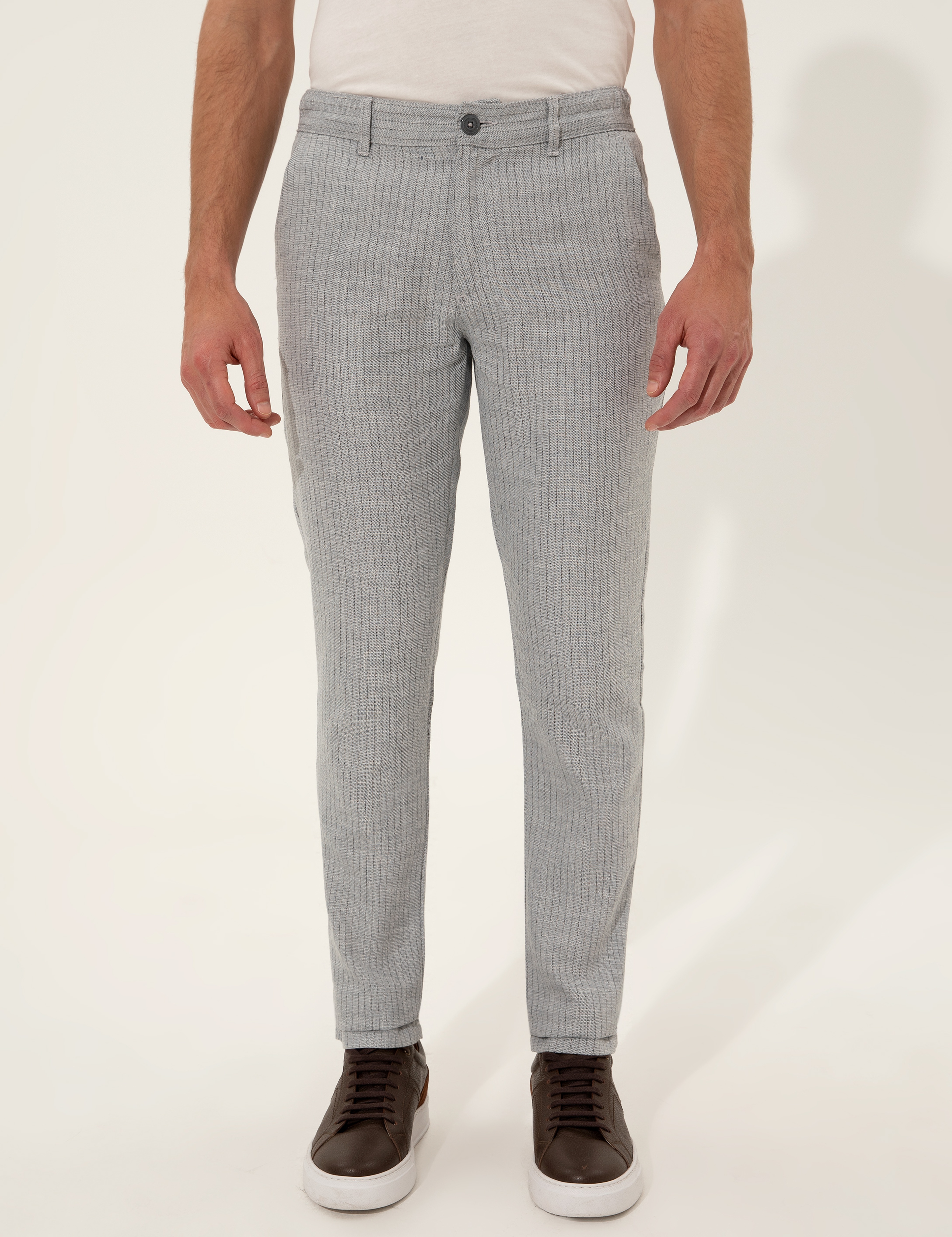 Açık Mavi Slim Fit Kanvas Pantolon - Image 2