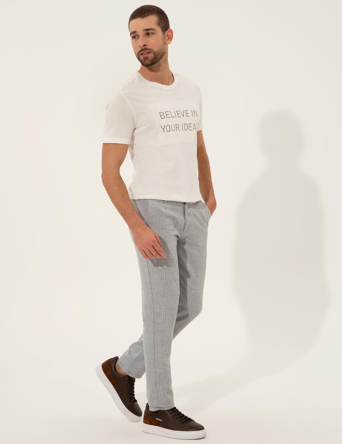 Açık Mavi Slim Fit Kanvas Pantolon - 50246870063