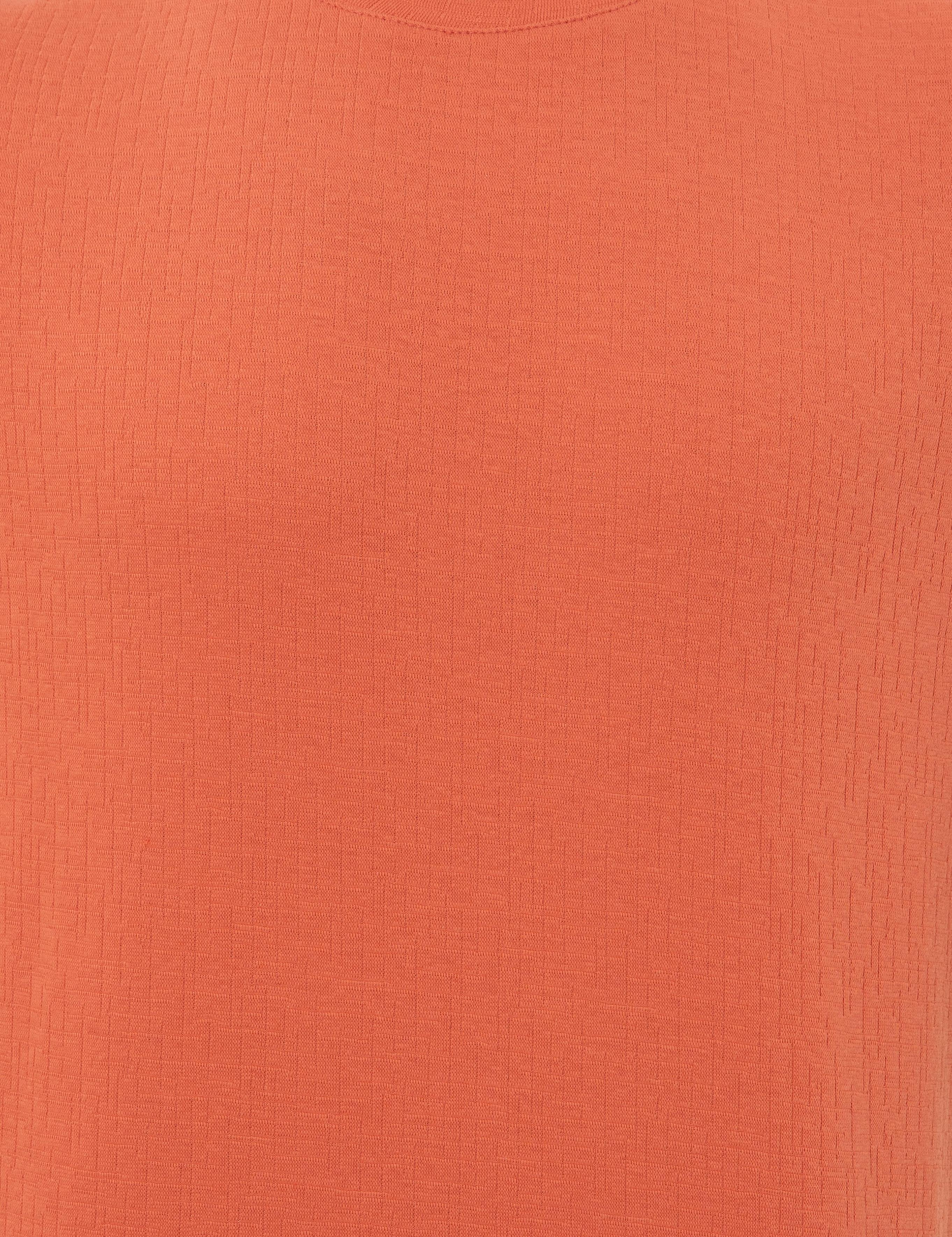 Turuncu Slim Fit Baskılı Bisiklet Yaka Tişört