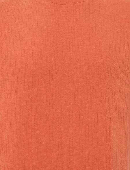 Turuncu Slim Fit Baskılı Bisiklet Yaka Tişört - 50249814033