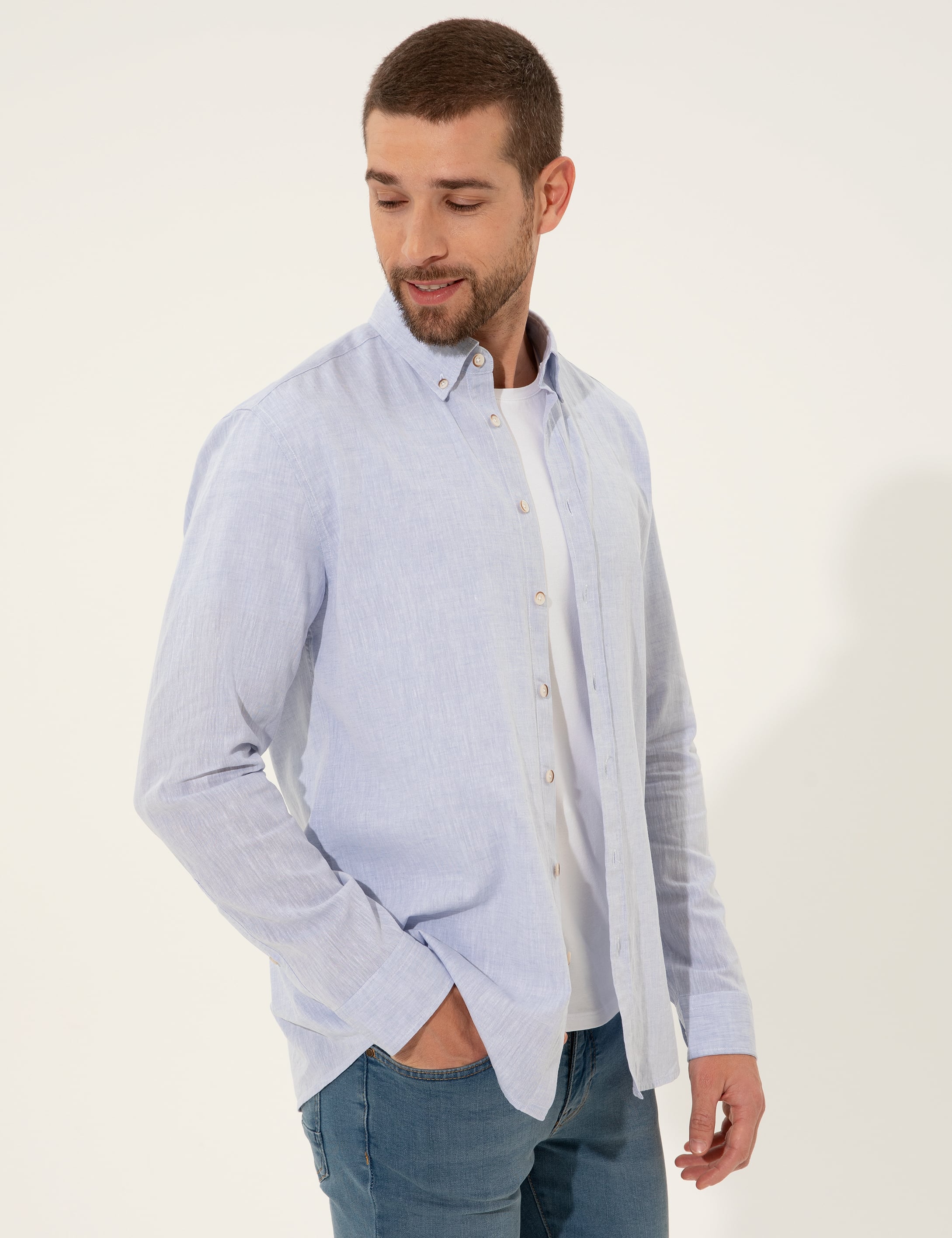 Açık Mavi Regular Fit Uzun Kollu Gömlek