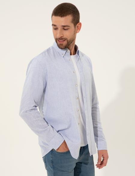 Açık Mavi Regular Fit Uzun Kollu Gömlek - 50249667011