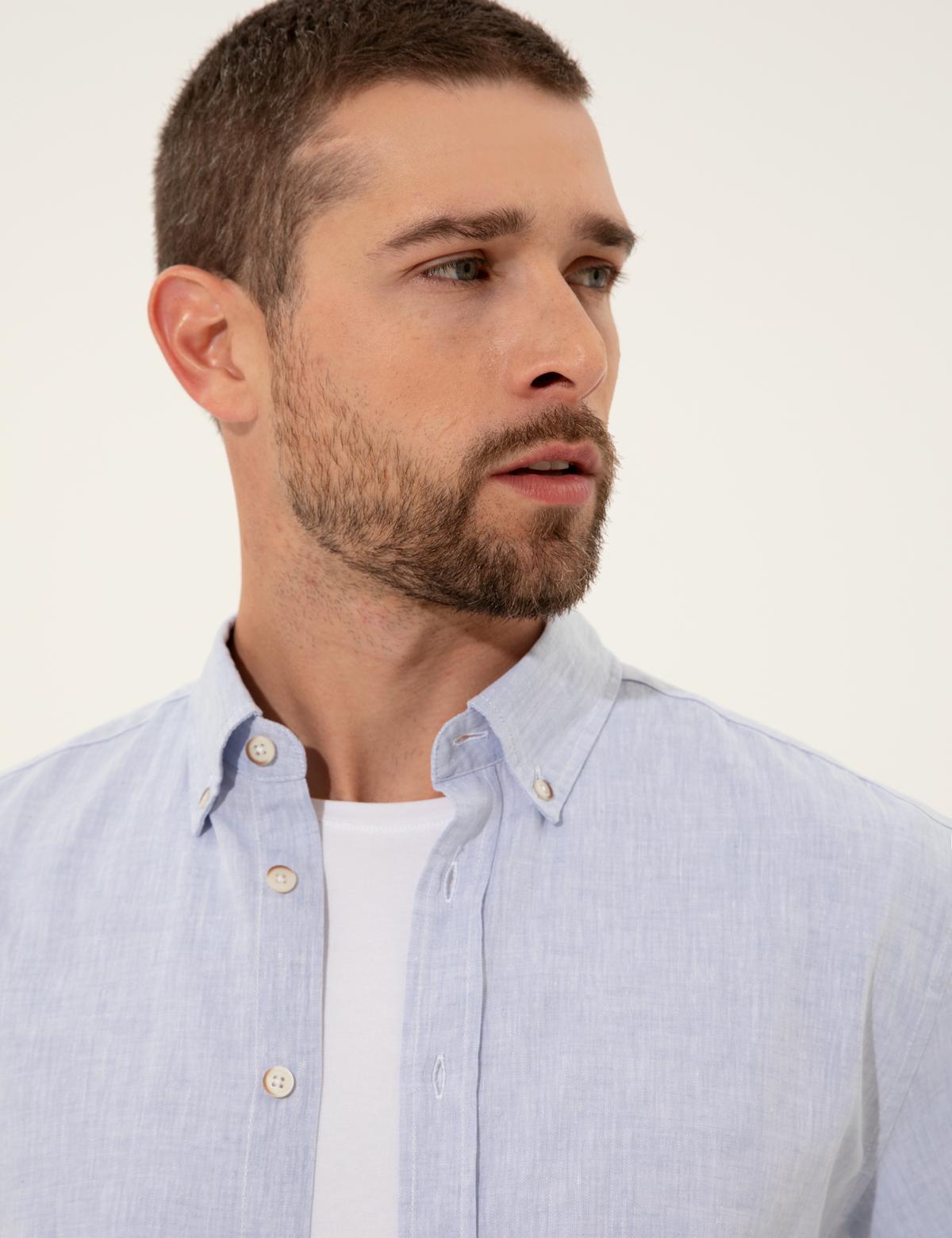 Açık Mavi Regular Fit Uzun Kollu Gömlek - 50249667011