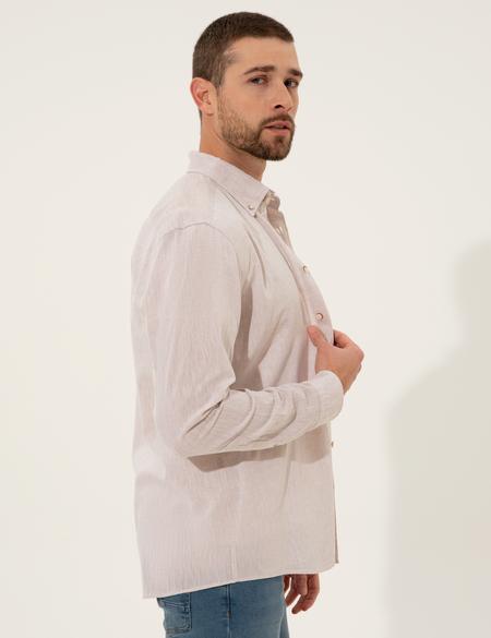 Açık Kahverengi Regular Fit Uzun Kollu Gömlek - 50249667008