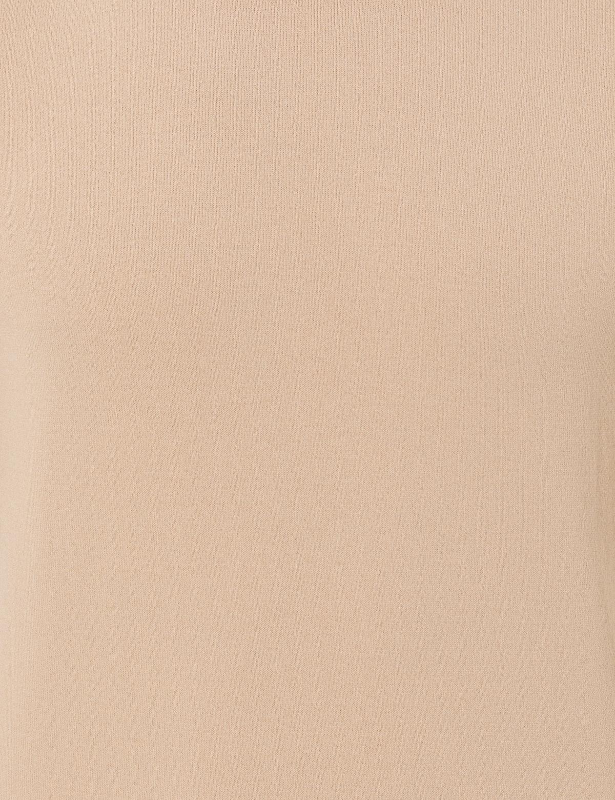 Bej Slim Fit Bisiklet Yaka Triko Tişört - 50249698043