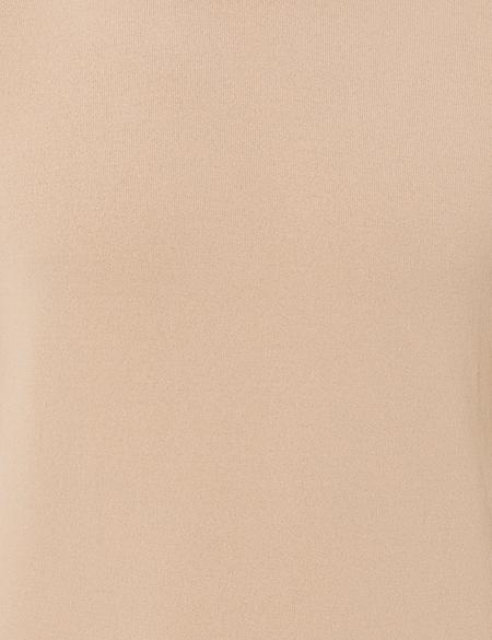 Bej Slim Fit Bisiklet Yaka Triko Tişört - 50249698043