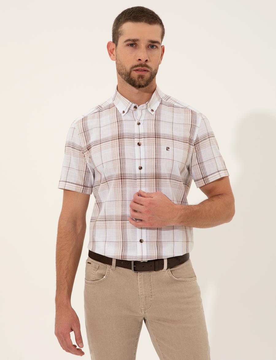 Kahverengi Regular Fit Kısa Kollu Gömlek