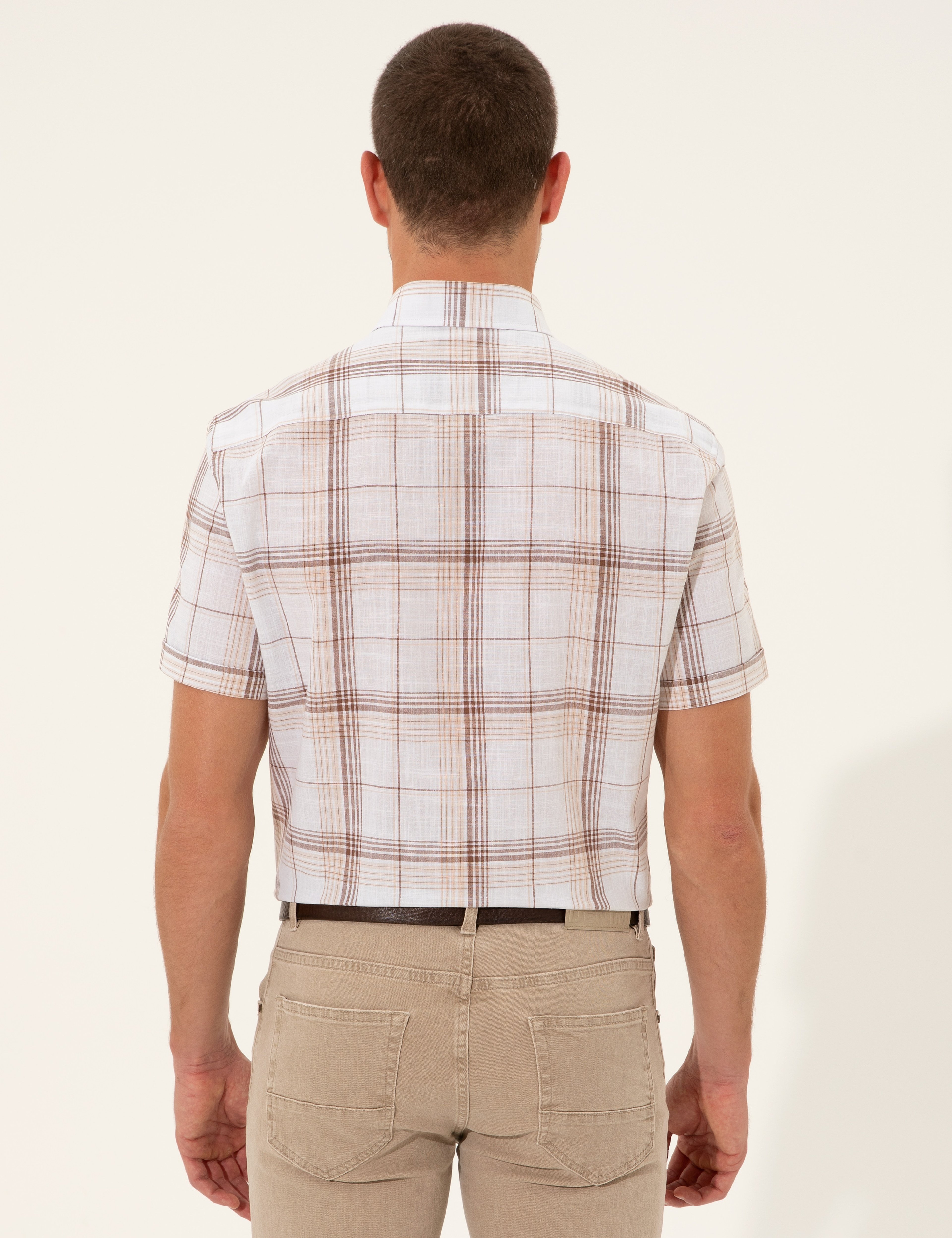 Kahverengi Regular Fit Kısa Kollu Gömlek - Image 5
