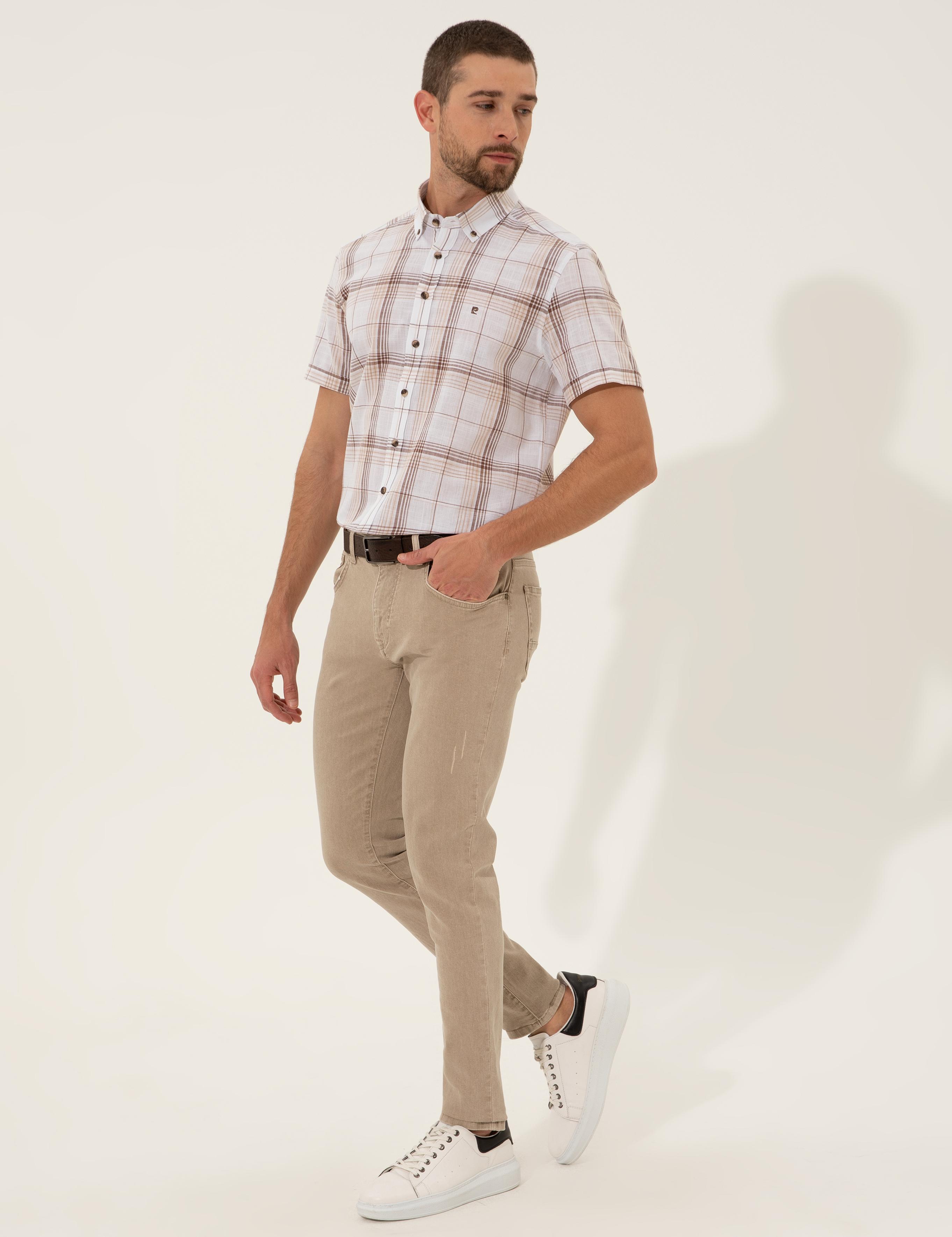 Kahverengi Regular Fit Kısa Kollu Gömlek