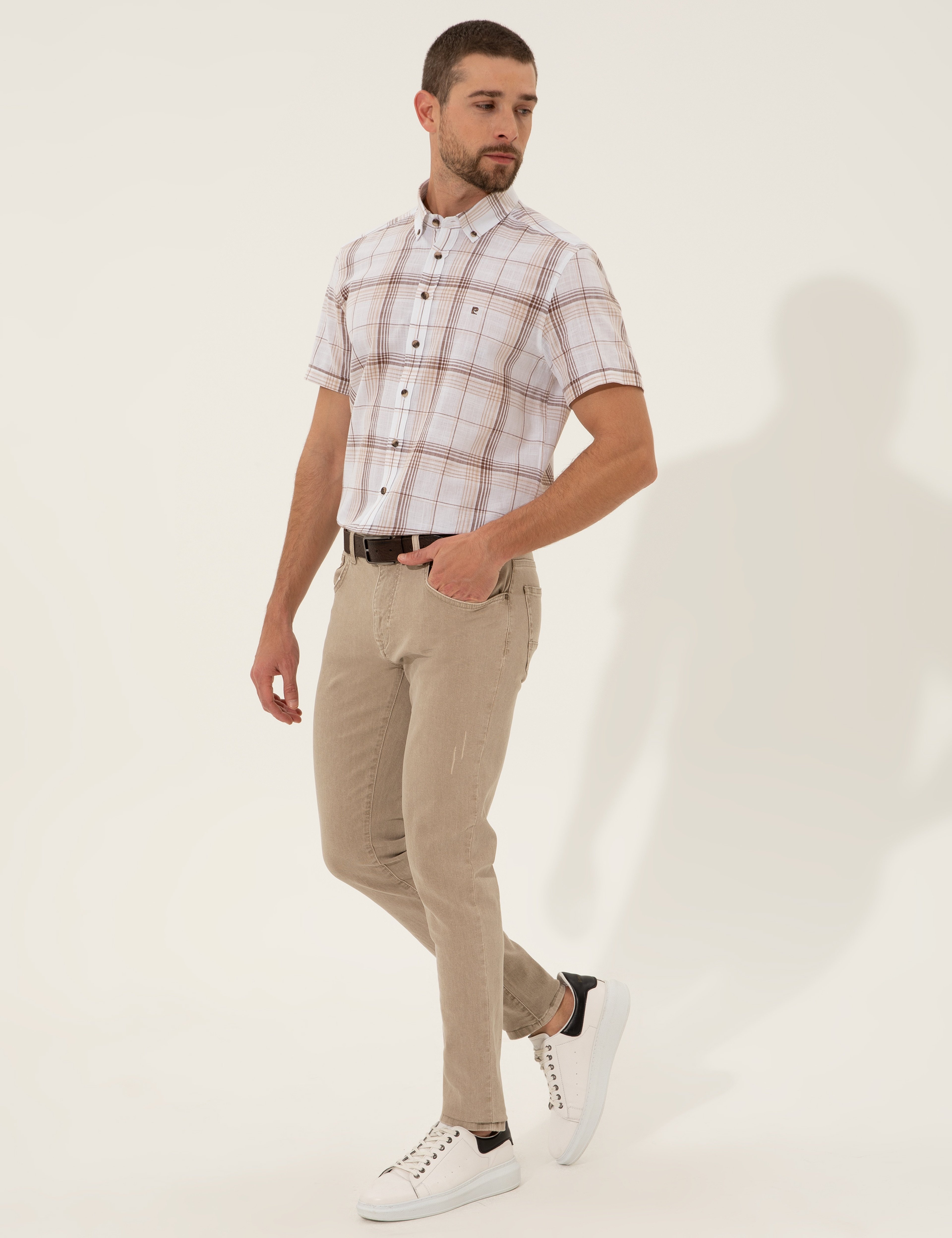 Kahverengi Regular Fit Kısa Kollu Gömlek