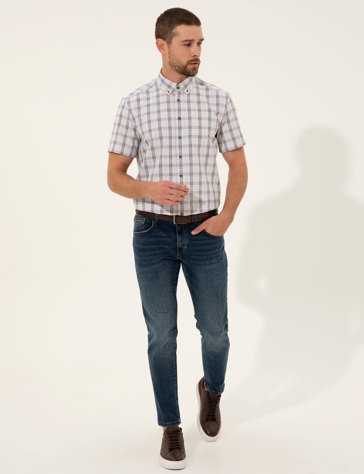 Gri Regular Fit Kısa Kollu Gömlek - 50249743018