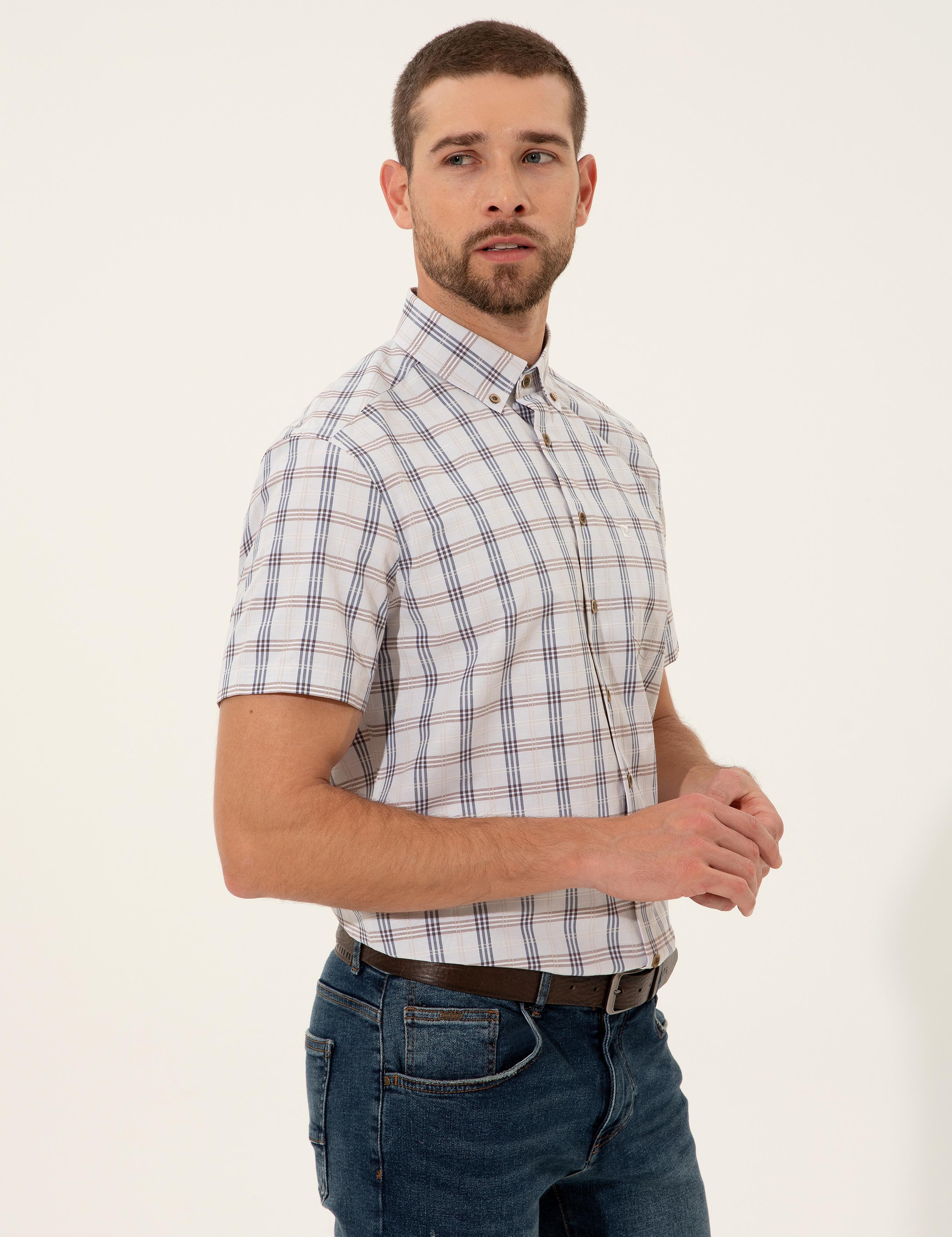 Gri Regular Fit Kısa Kollu Gömlek