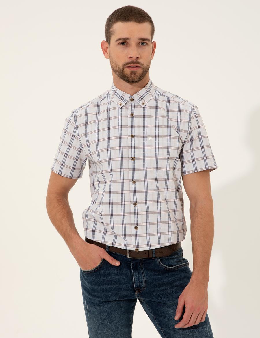 Gri Regular Fit Kısa Kollu Gömlek