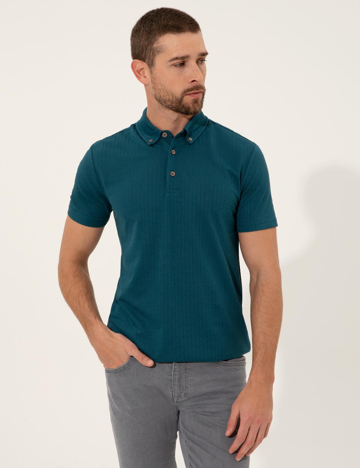 Zümrüt Yeşili Slim Fit Polo Yaka T-Shirt