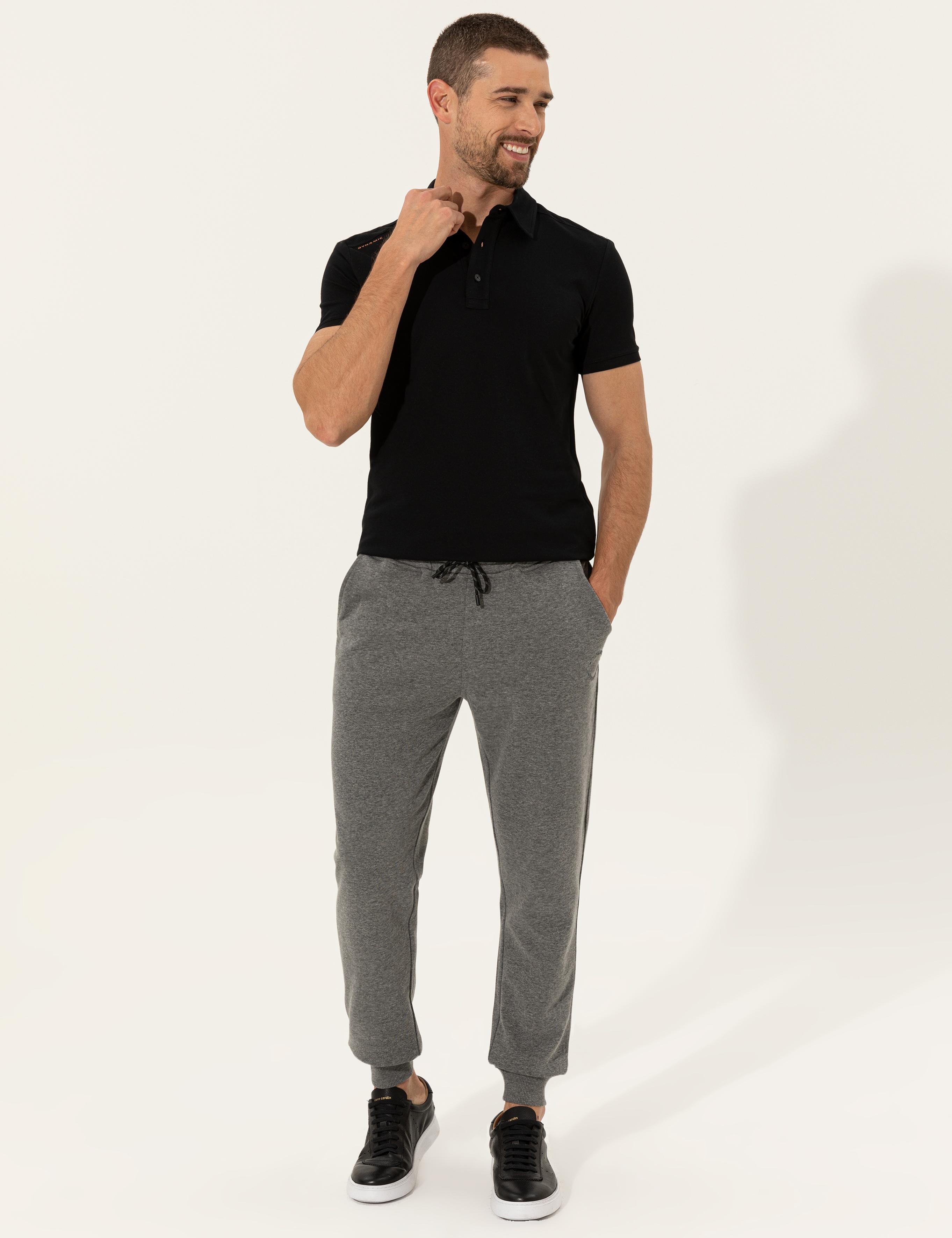 Siyah Slim Fit Dynamic Baskılı Polo Yaka Tişört