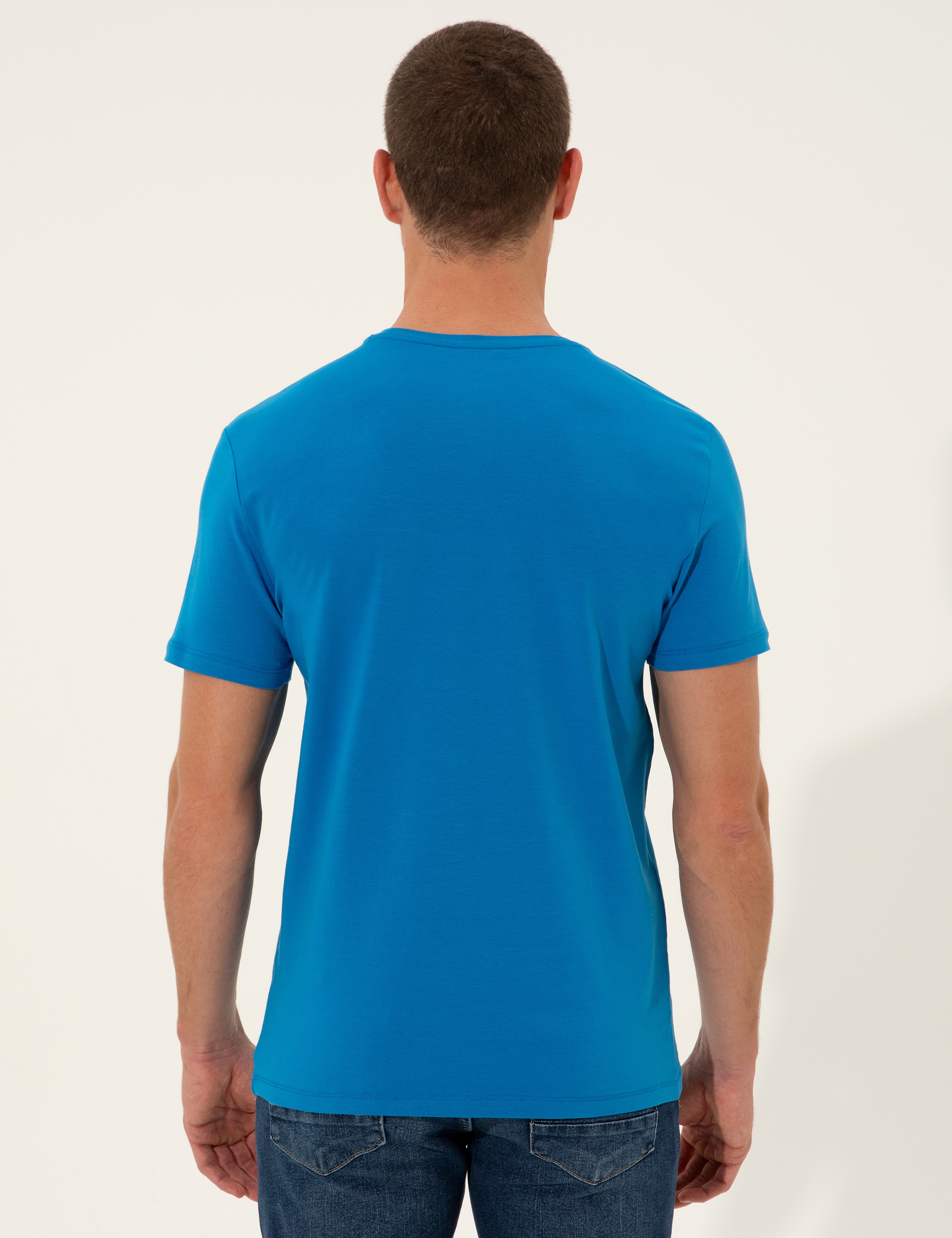 Mavi Slim Fit Bisiklet Yaka Basic Tişört - Image 5