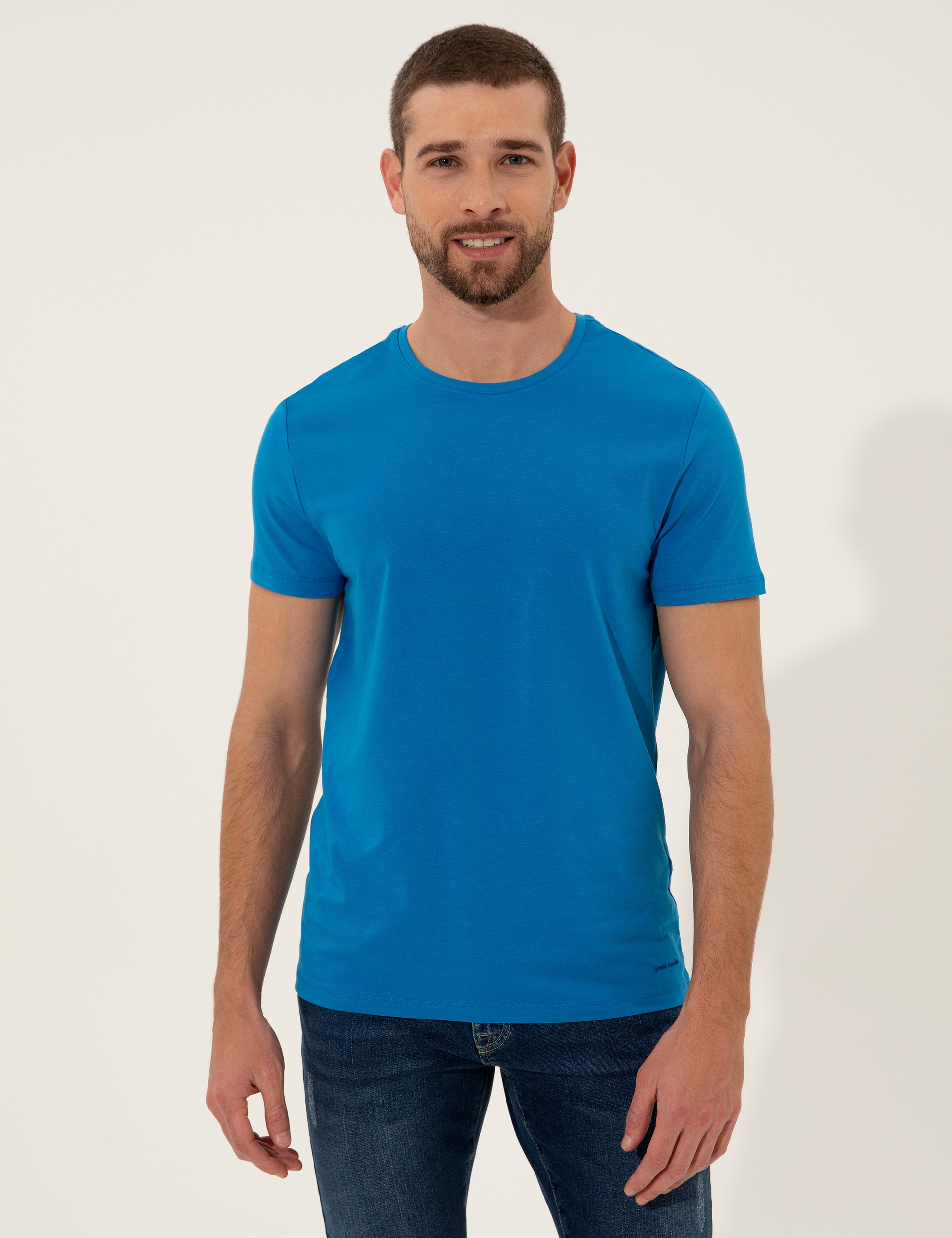 Mavi Slim Fit Bisiklet Yaka Basic Tişört - Image 3