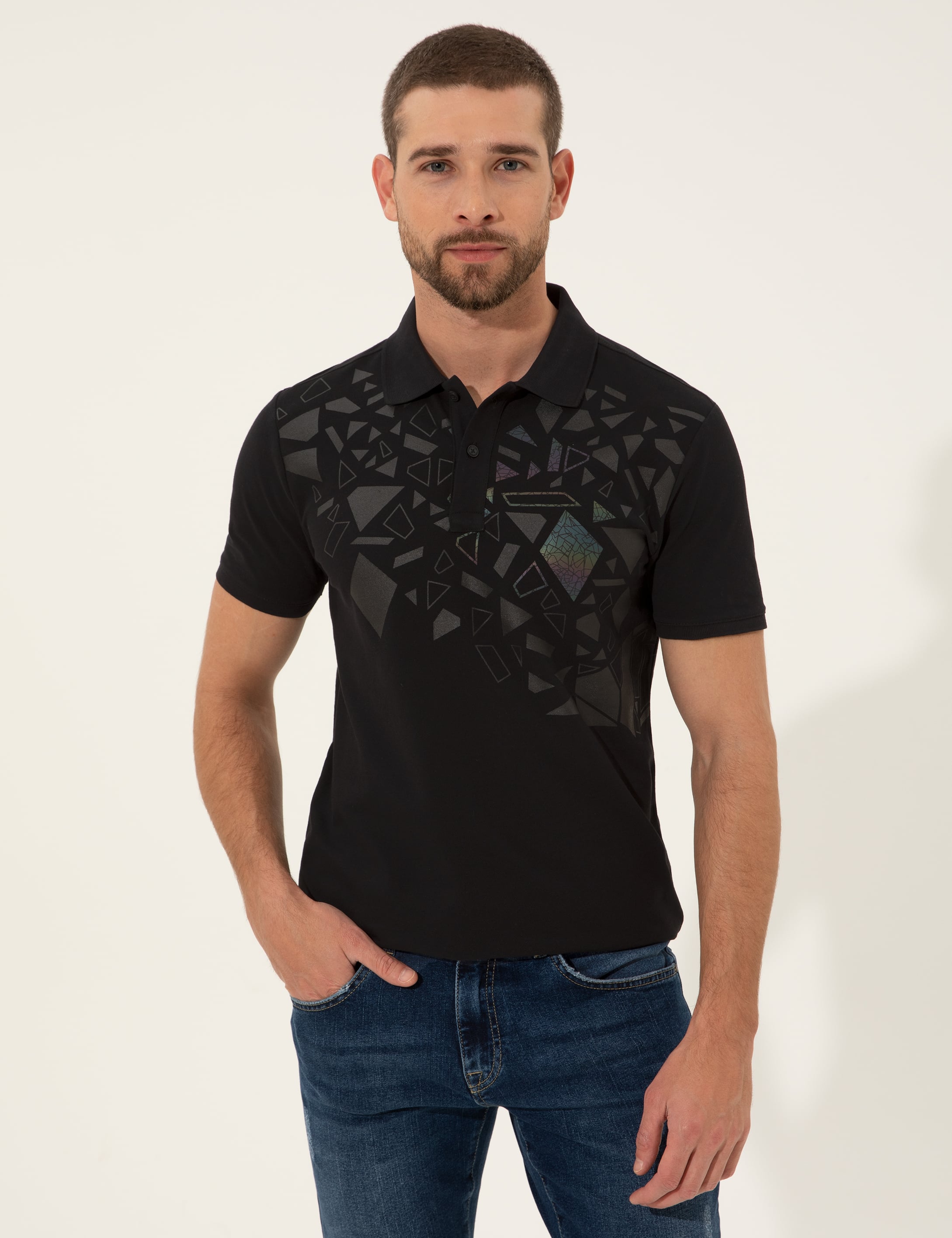 Siyah Slim Fit Polo Yaka Tişört
