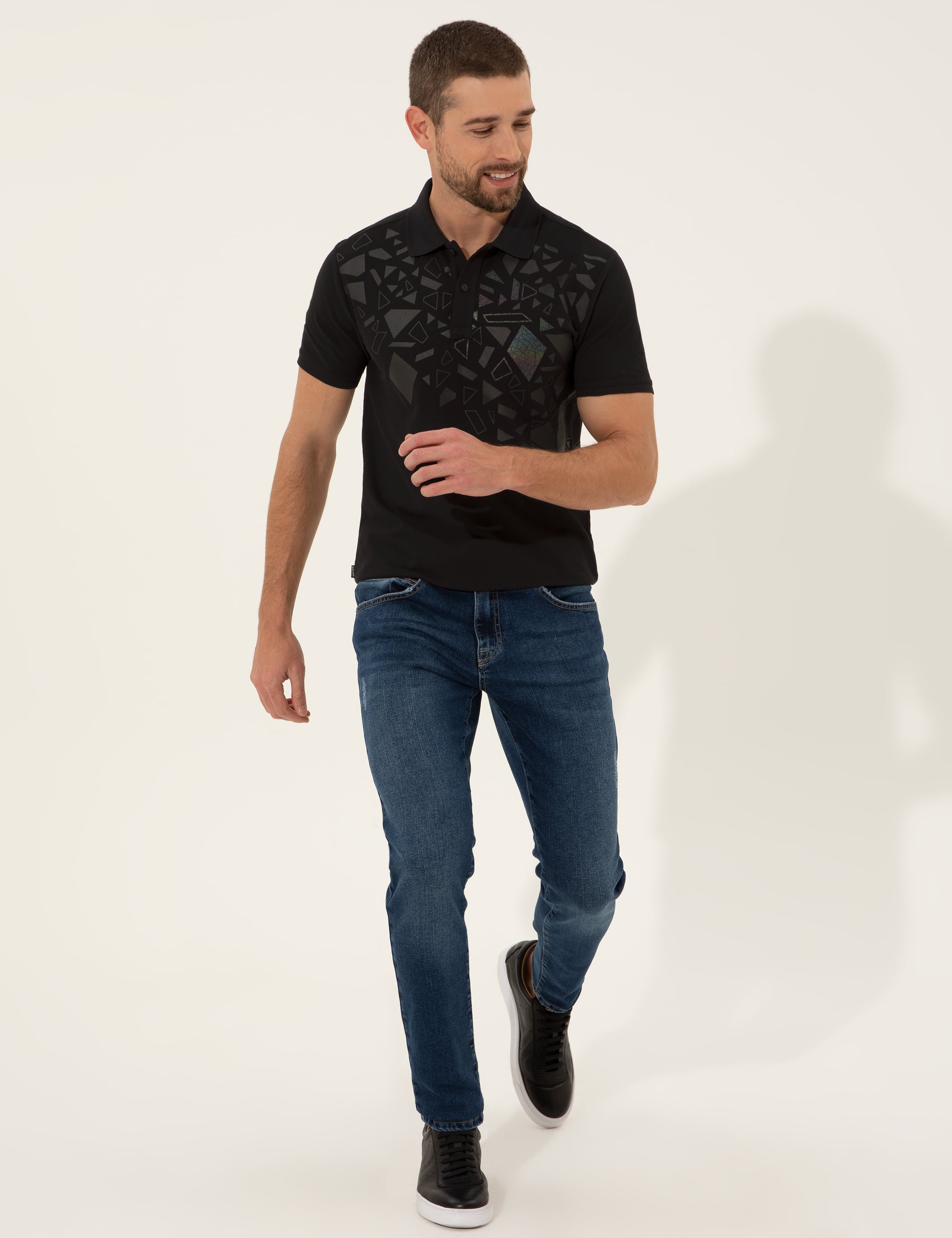 Siyah Slim Fit Polo Yaka Tişört