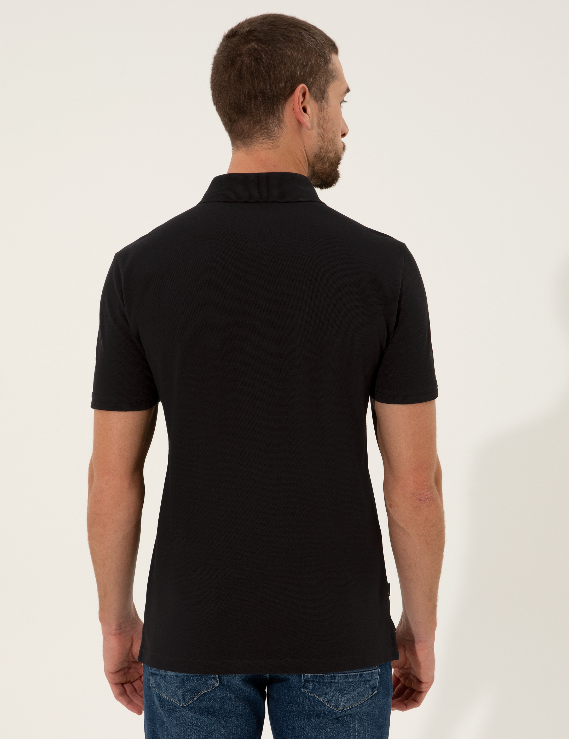 Siyah Slim Fit Polo Yaka Tişört