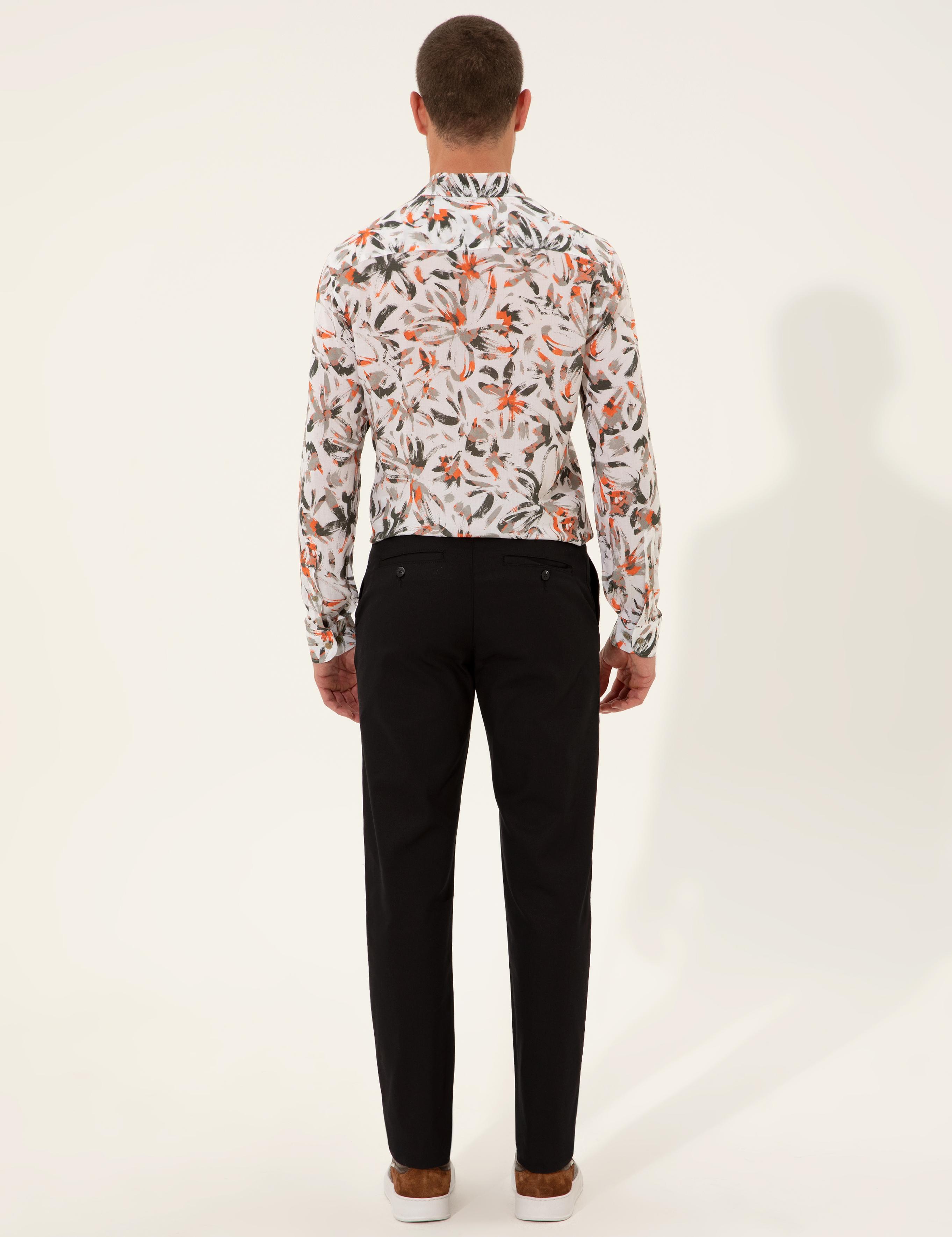 Siyah Regular Fit Kanvas Pantolon