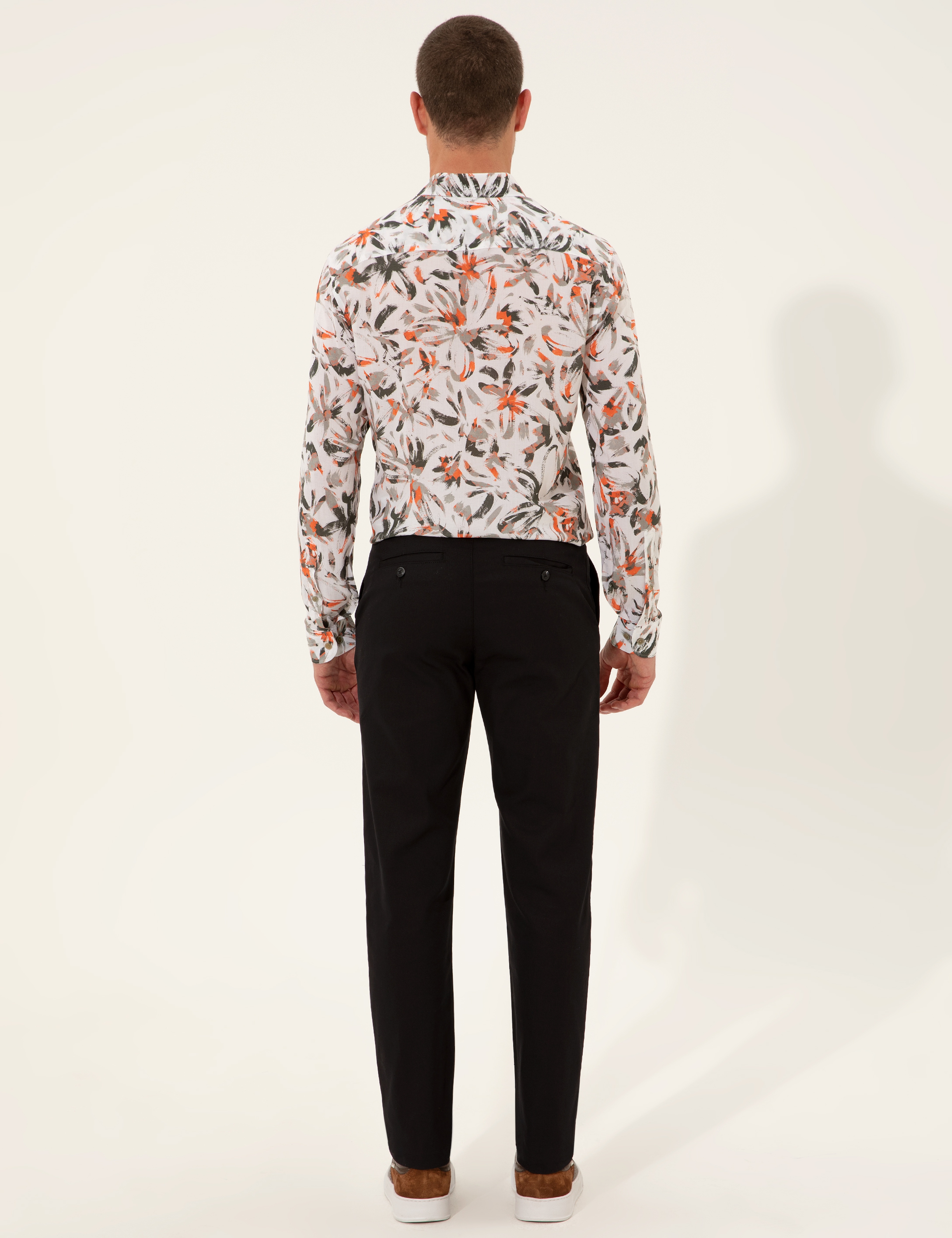 Siyah Regular Fit Kanvas Pantolon - Image 4