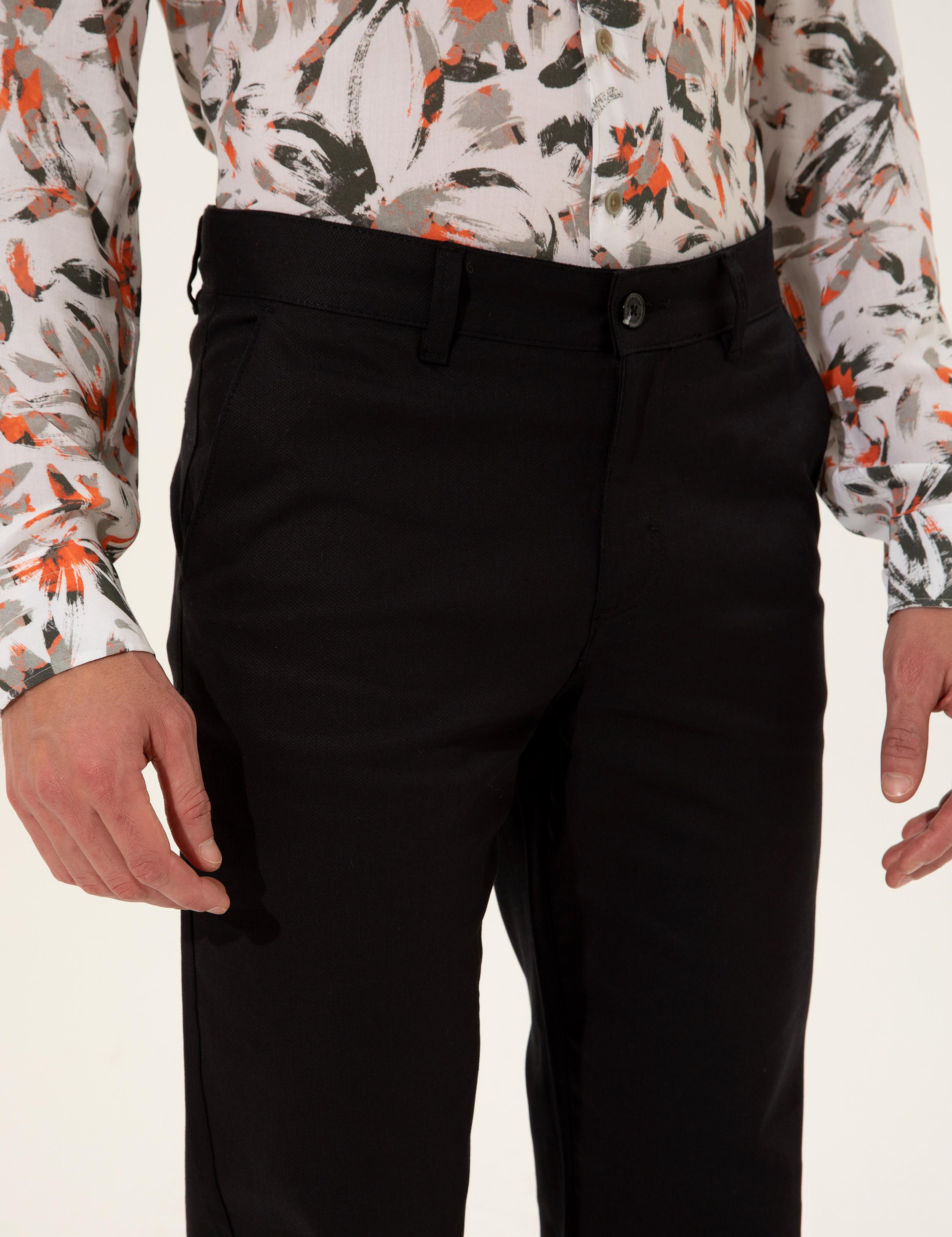 Siyah Regular Fit Kanvas Pantolon