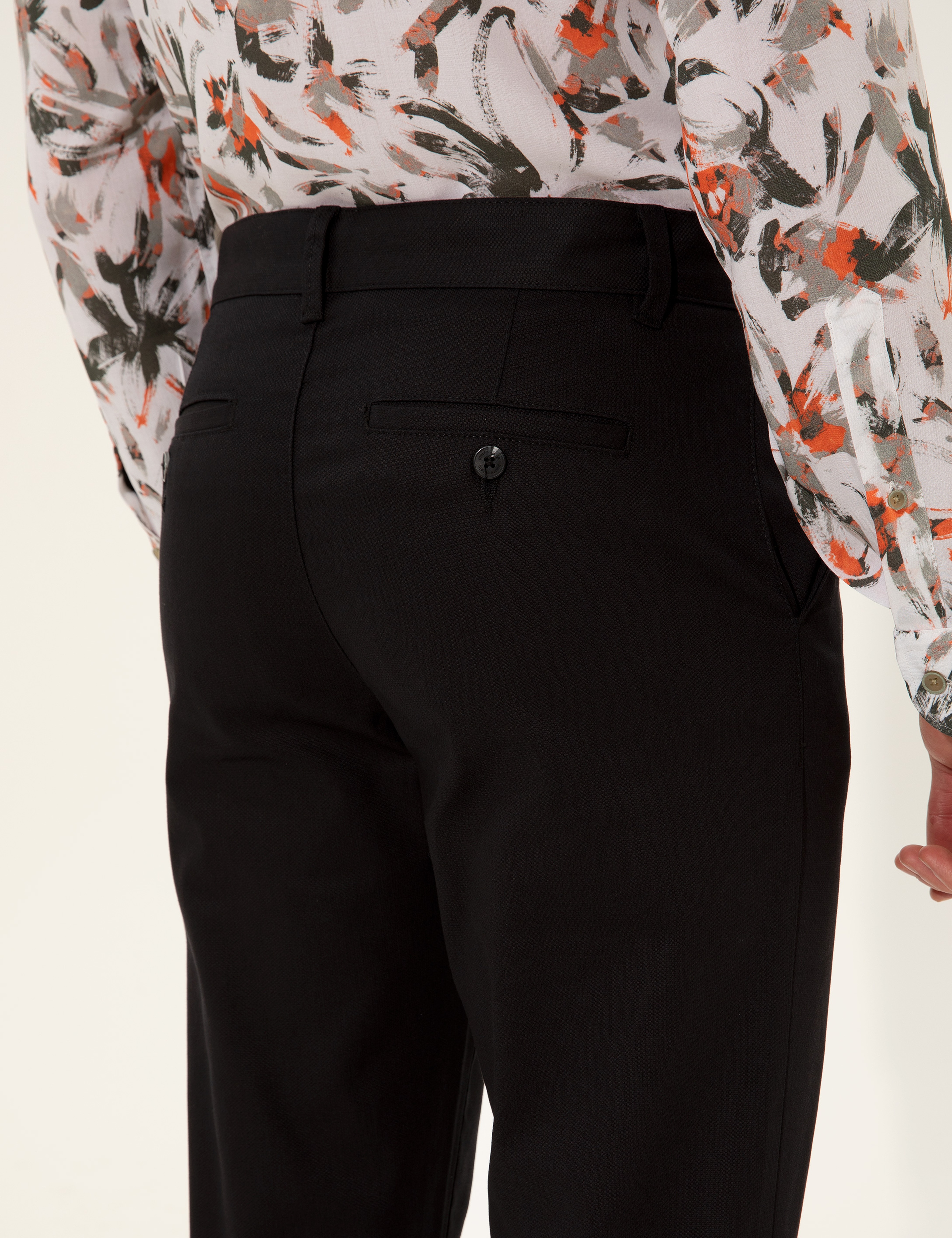 Siyah Regular Fit Kanvas Pantolon