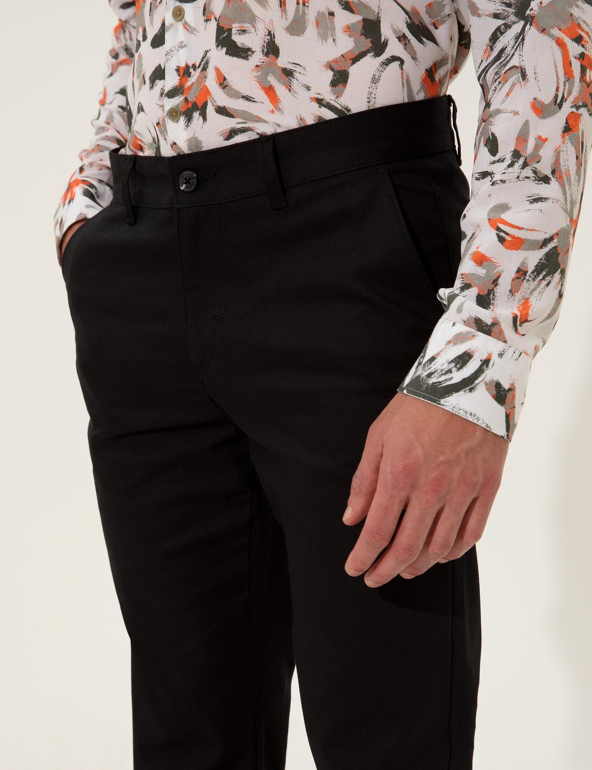 Siyah Regular Fit Kanvas Pantolon - 50251035110