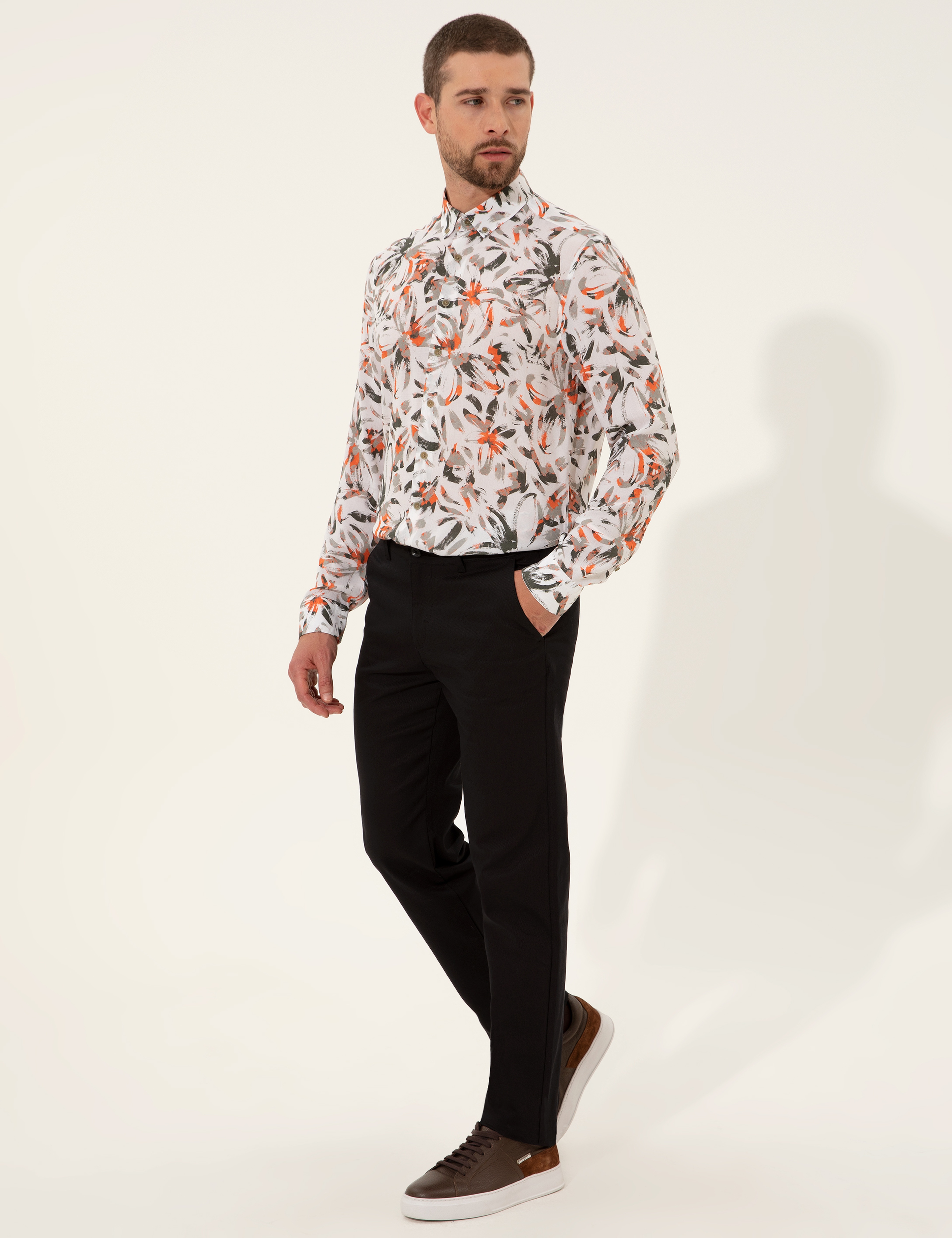 Siyah Regular Fit Kanvas Pantolon