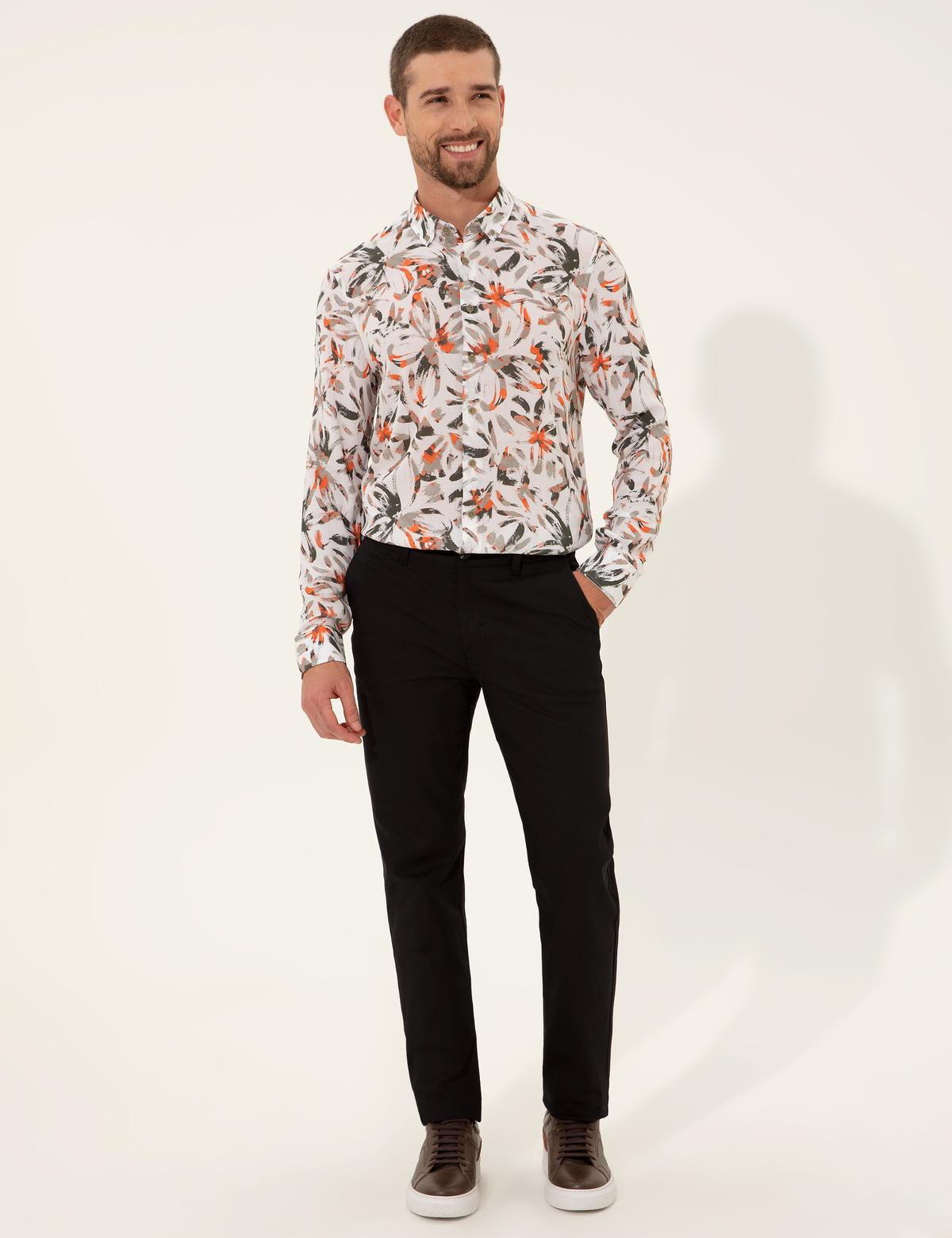 Siyah Regular Fit Kanvas Pantolon