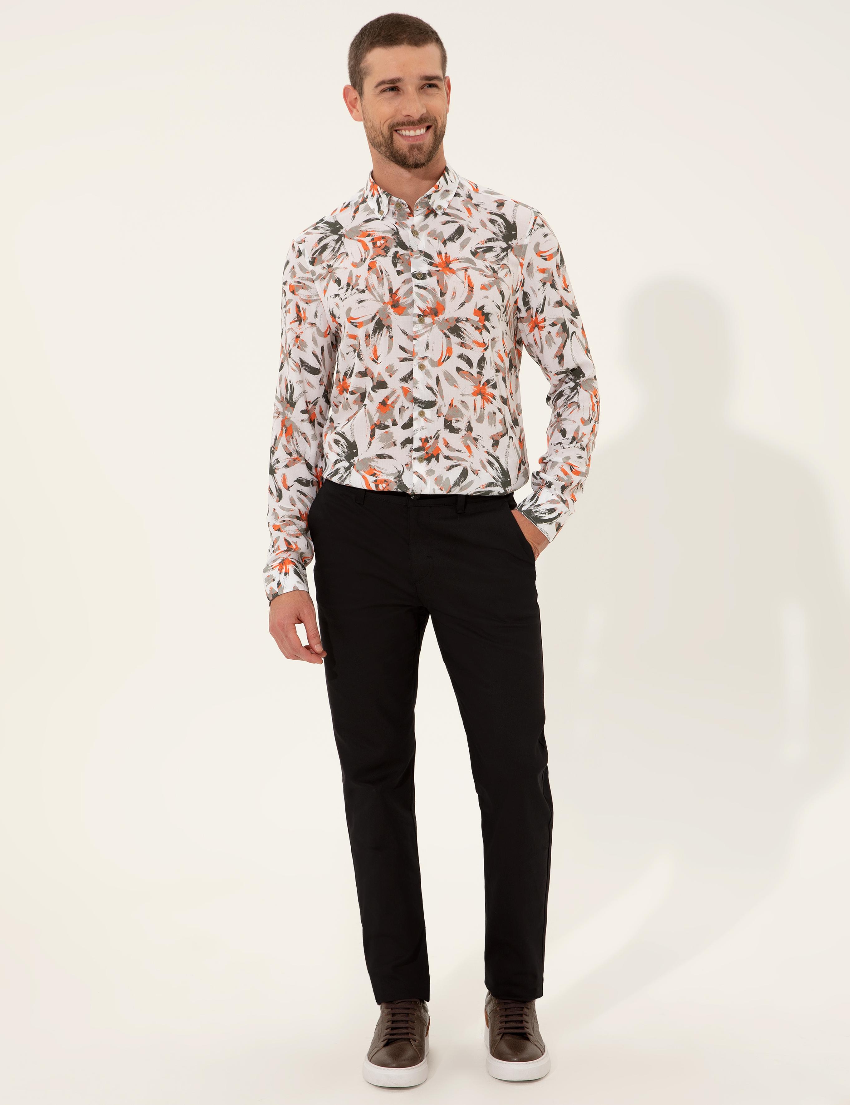 Siyah Regular Fit Kanvas Pantolon