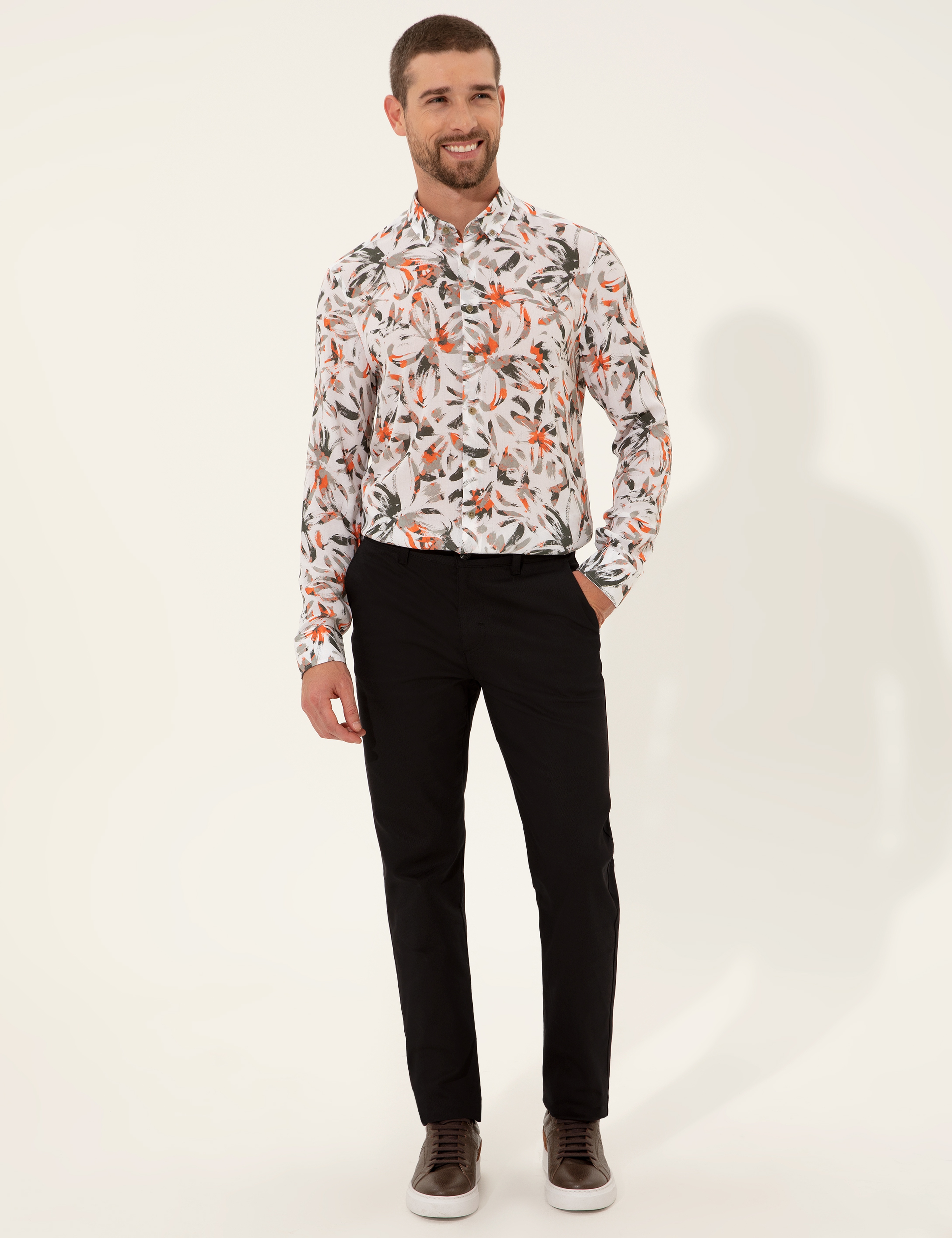 Siyah Regular Fit Kanvas Pantolon - Image 1