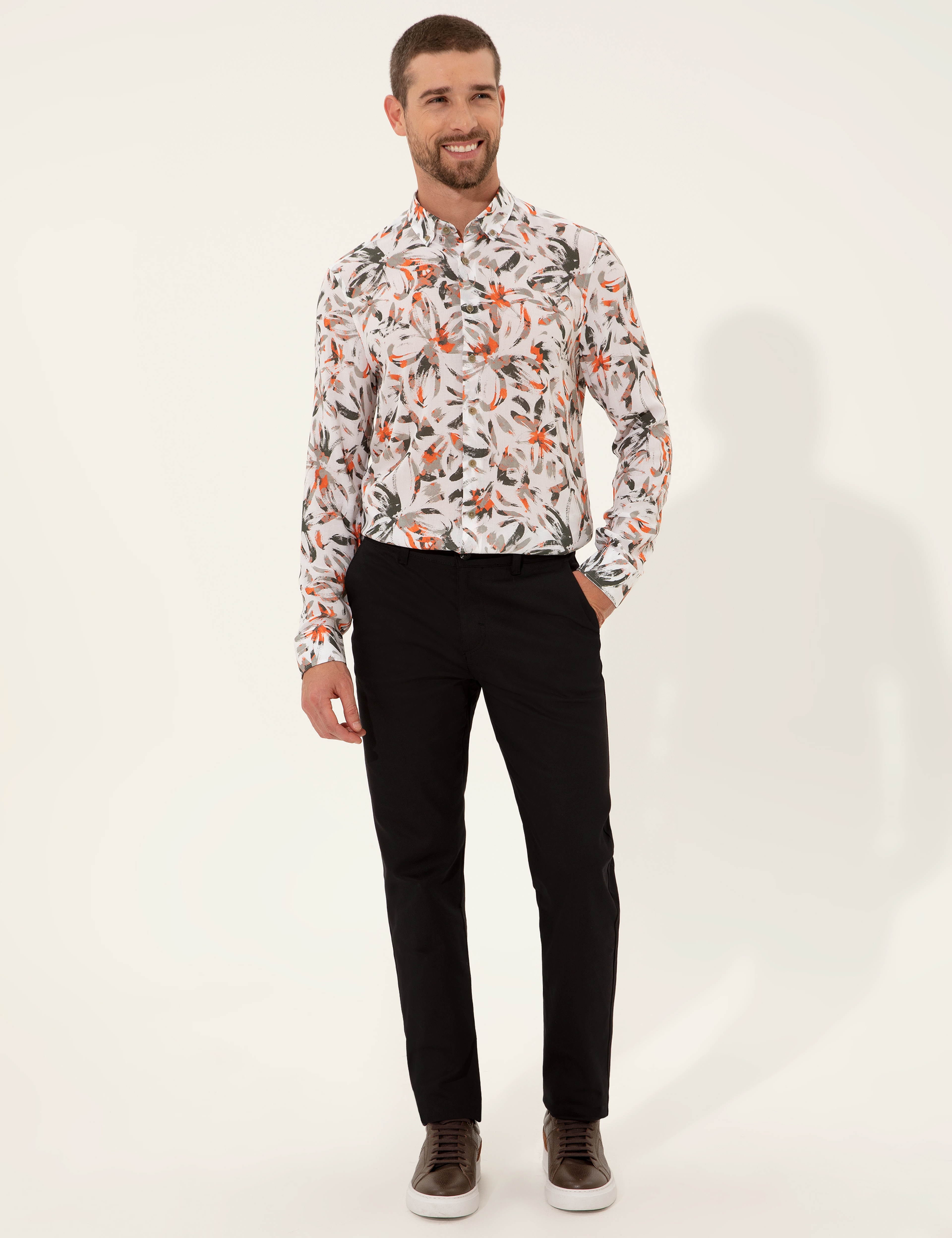 Siyah Regular Fit Kanvas Pantolon