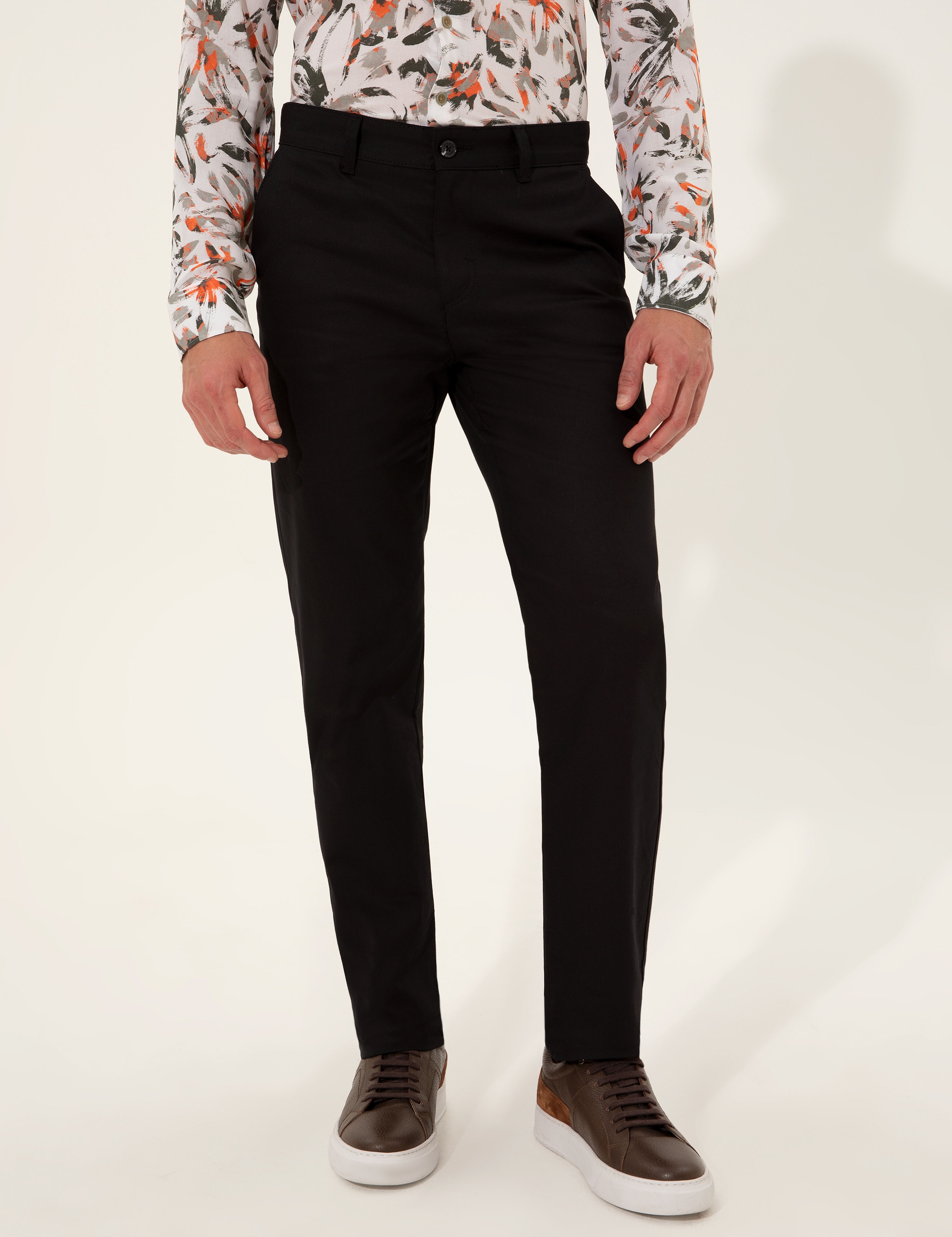 Siyah Regular Fit Kanvas Pantolon - Image 2