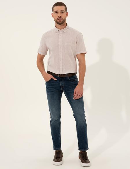 Bej Regular Fit Kısa Kollu Gömlek - 50249726011