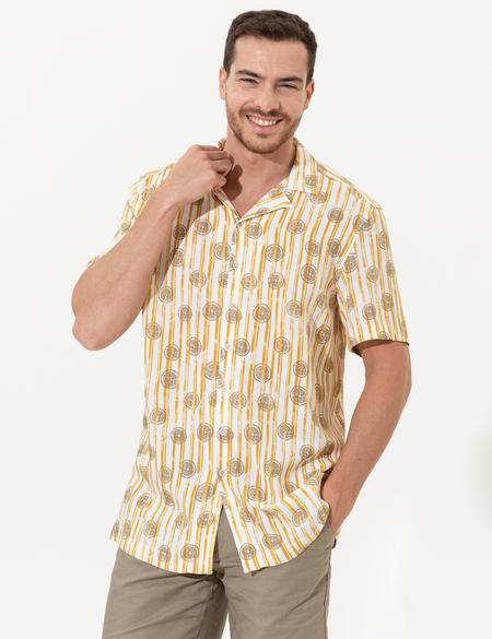 Sarı Regular Fit Kısa Kollu Gömlek - 50249747009
