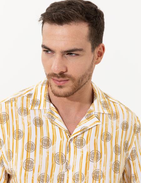 Sarı Regular Fit Kısa Kollu Gömlek - 50249747009