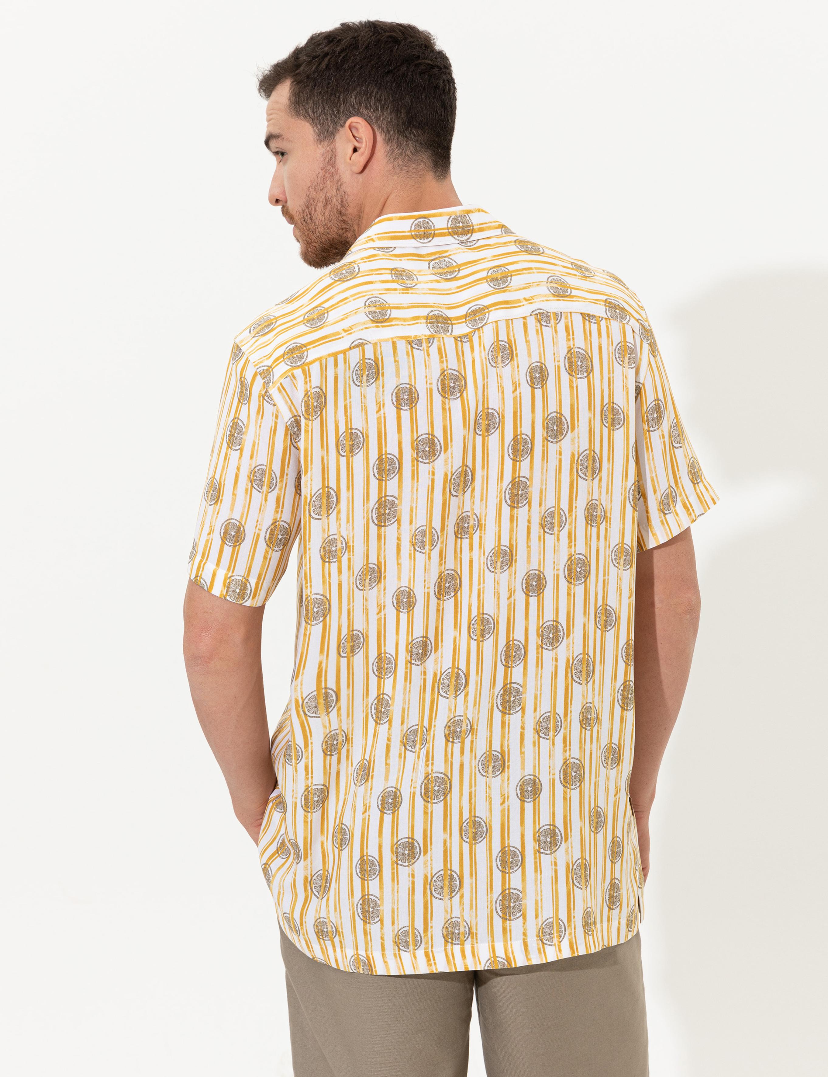 Sarı Regular Fit Kısa Kollu Gömlek