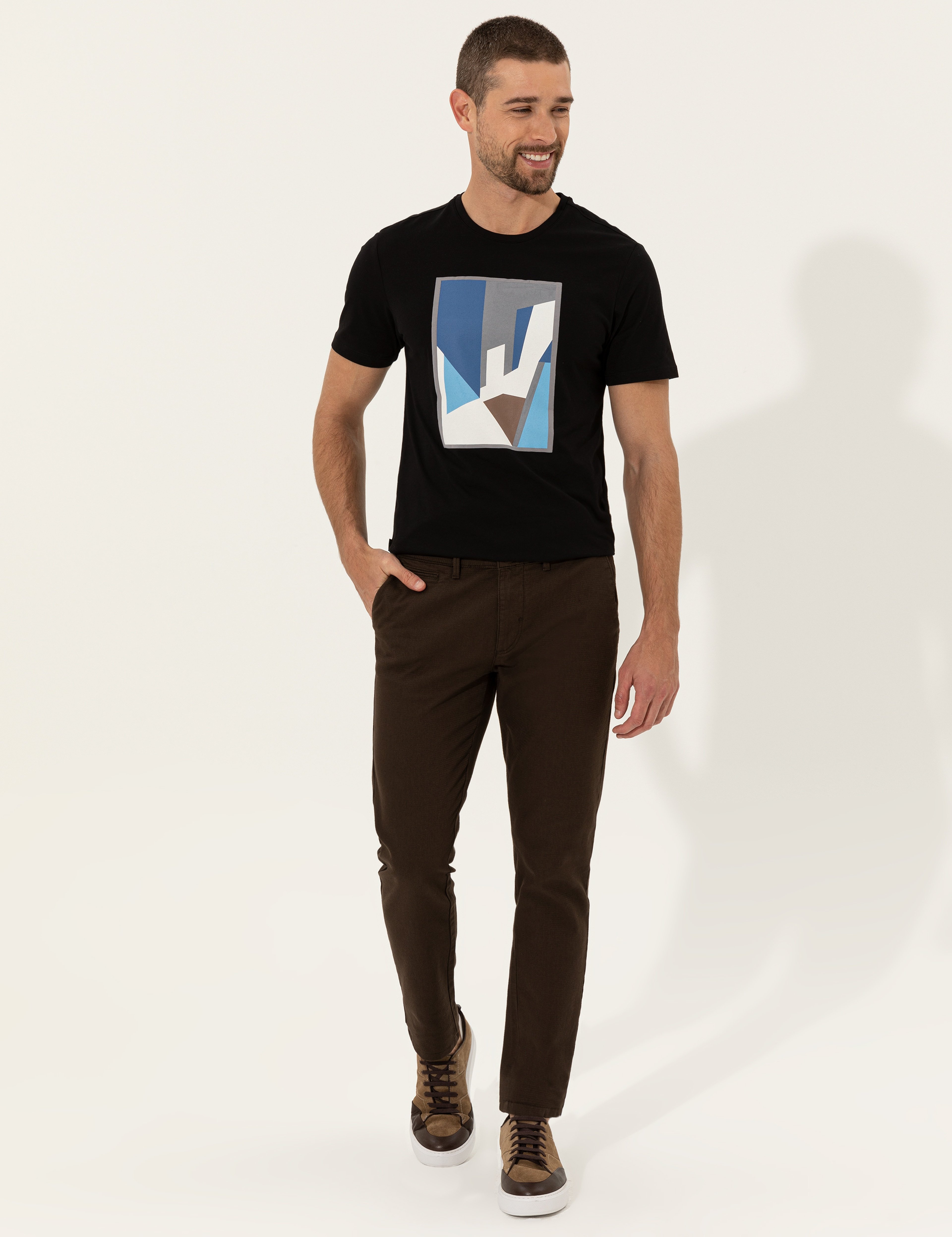 Kahverengi Slim Fit Kanvas Pantolon - Image 1