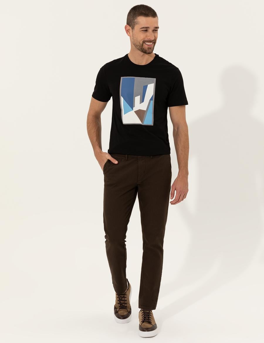 Kahverengi Slim Fit Kanvas Pantolon