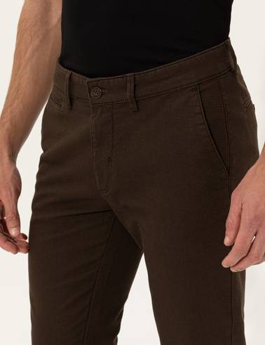 Kahverengi Slim Fit Kanvas Pantolon