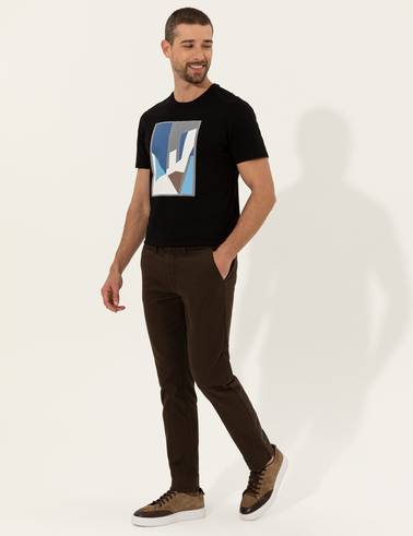 Kahverengi Slim Fit Kanvas Pantolon