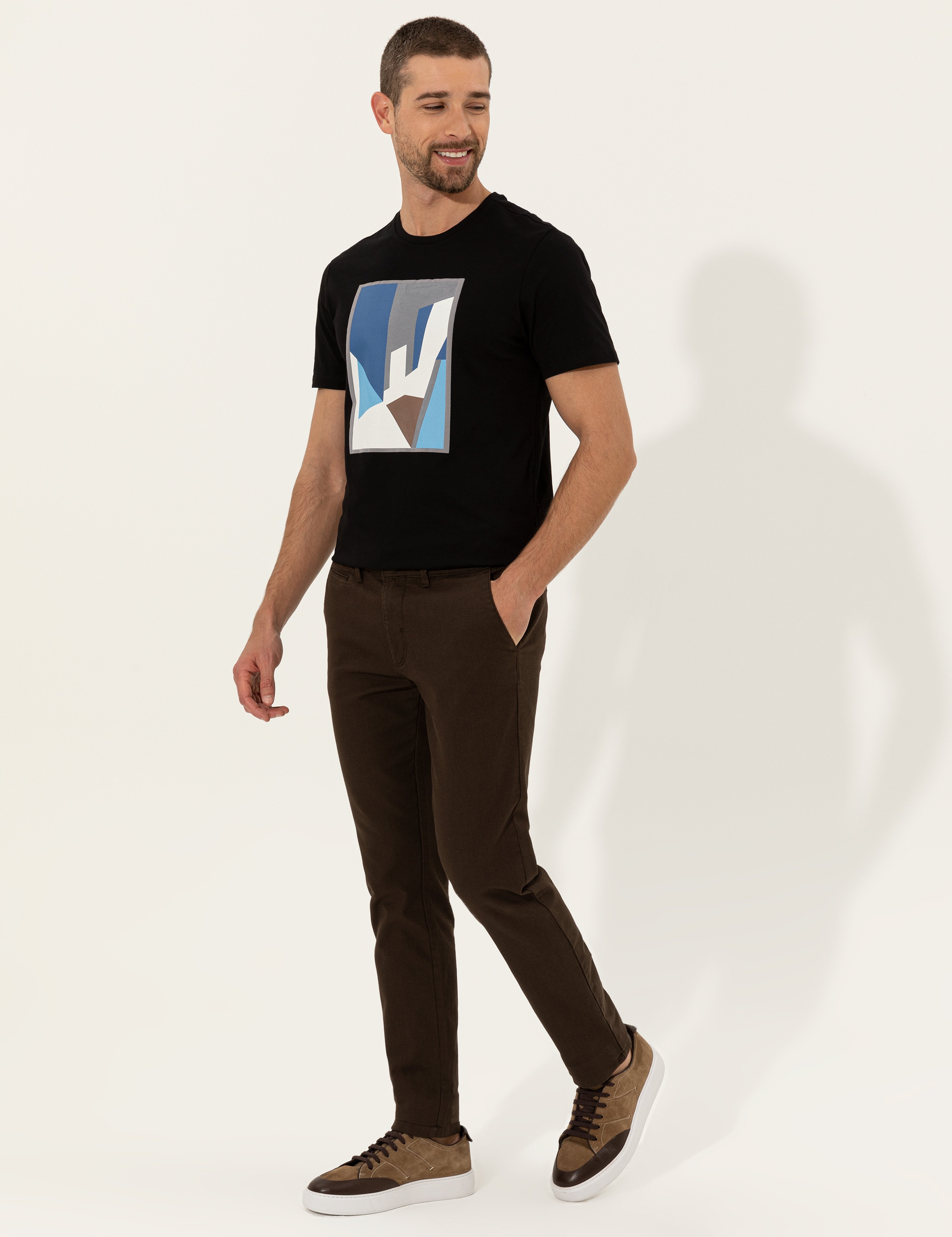 Kahverengi Slim Fit Kanvas Pantolon - Image 3