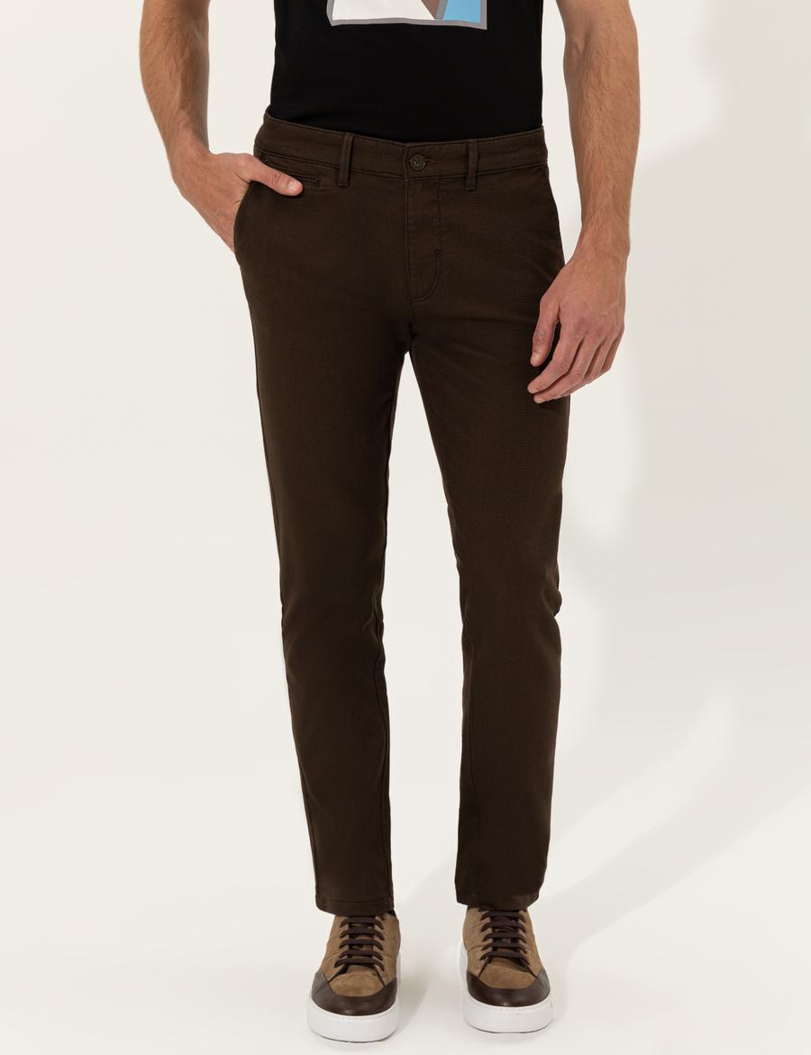 Kahverengi Slim Fit Kanvas Pantolon