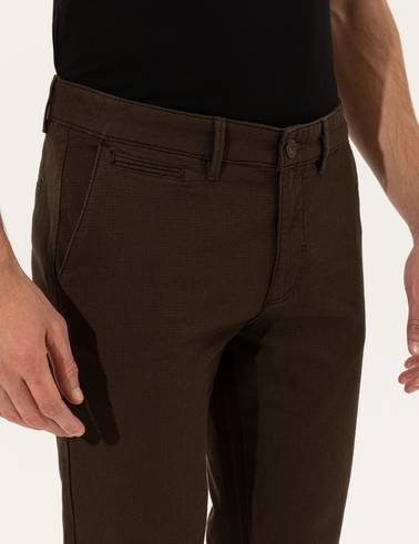 Kahverengi Slim Fit Kanvas Pantolon