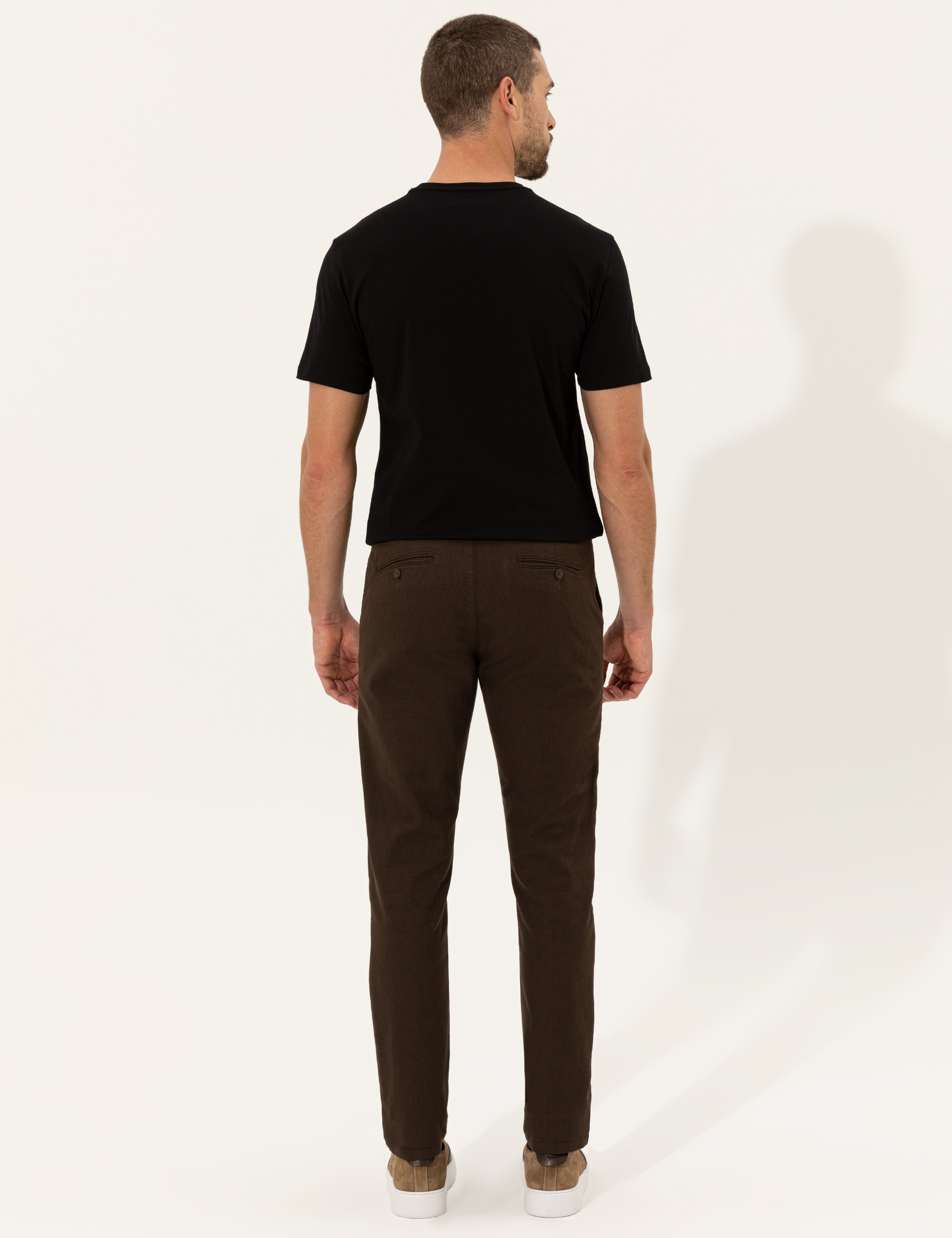 Kahverengi Slim Fit Kanvas Pantolon - Image 4