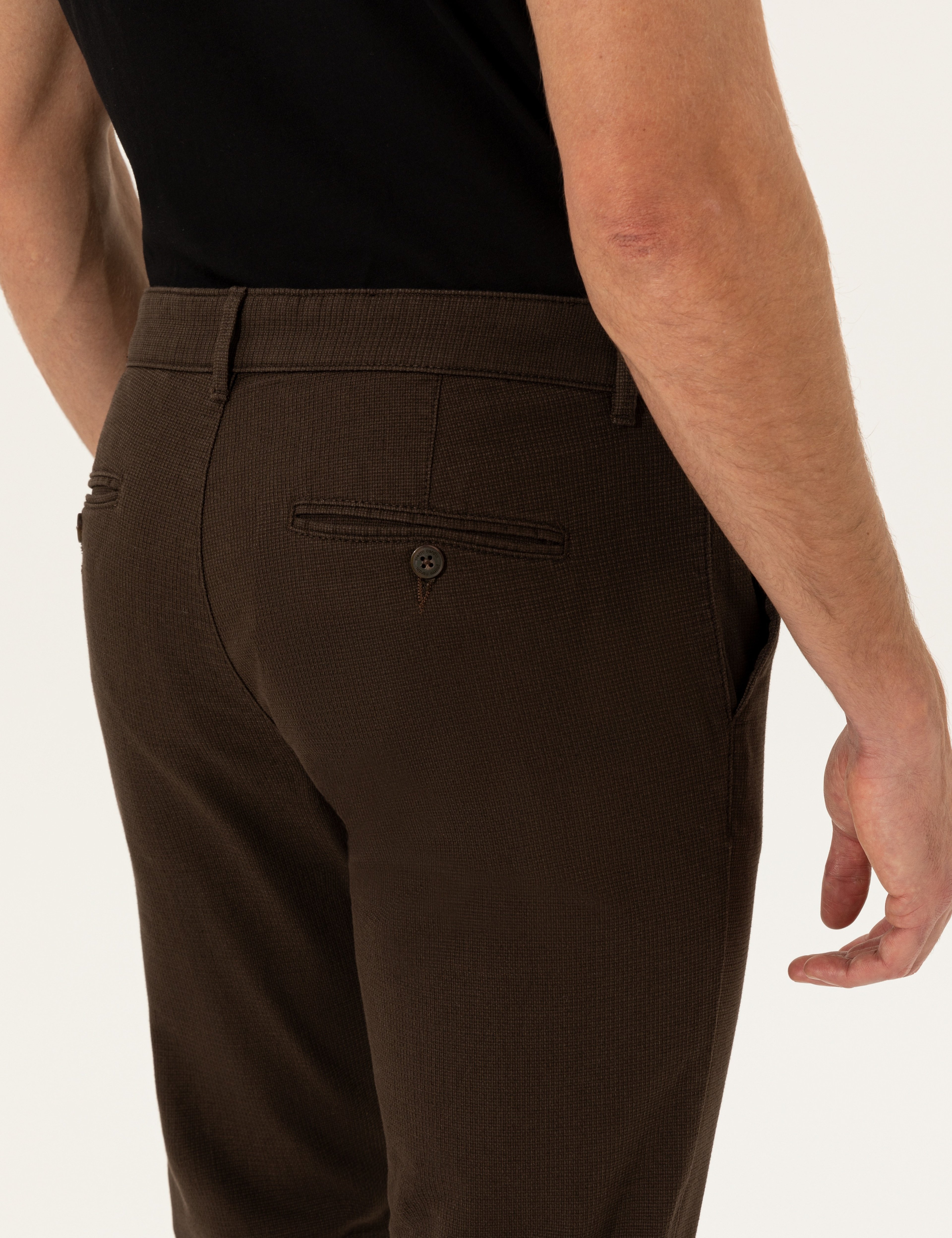 Kahverengi Slim Fit Kanvas Pantolon - Image 7